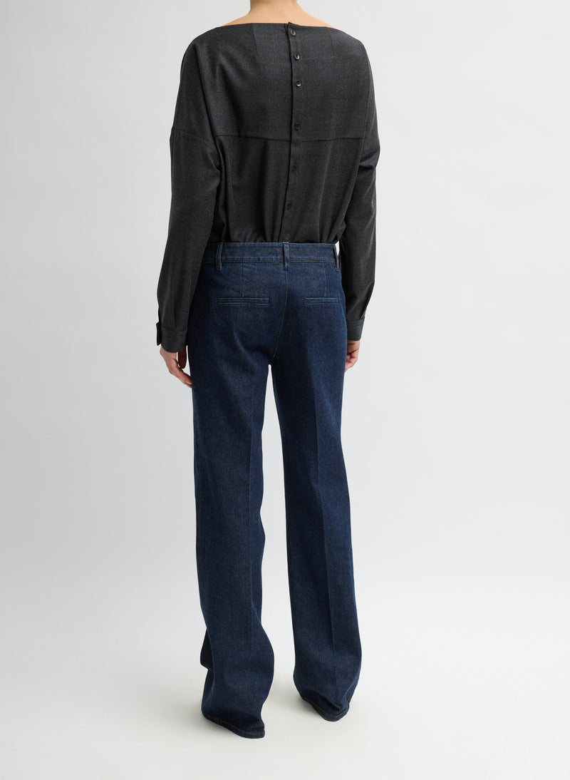 Tibi-Indigo Denim Pat Trouser Jean - Darde Dark Denim-Pants-Boboli-Vancouver-Canada