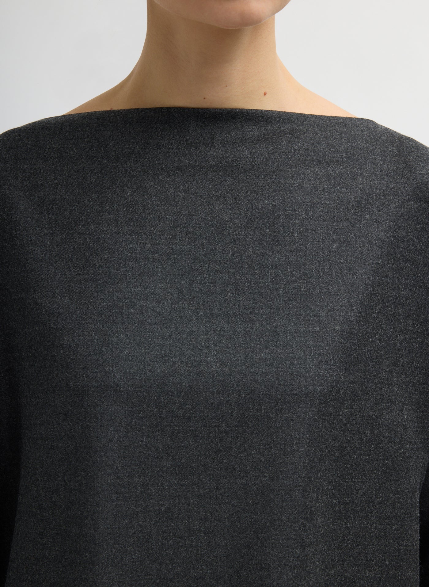 Tibi-Flannel Boatneck Dolman Sleeve Top - Dark Heather Grey-Tops-Boboli-Vancouver-Canada