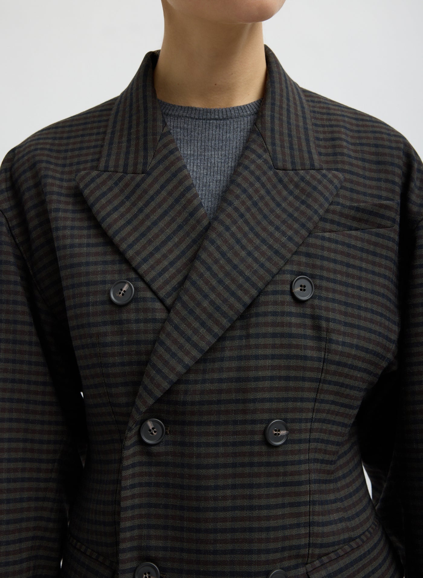 Tibi-Cedric Suiting Sculpted Blazer - Grey Multi-Blazers-Boboli-Vancouver-Canada