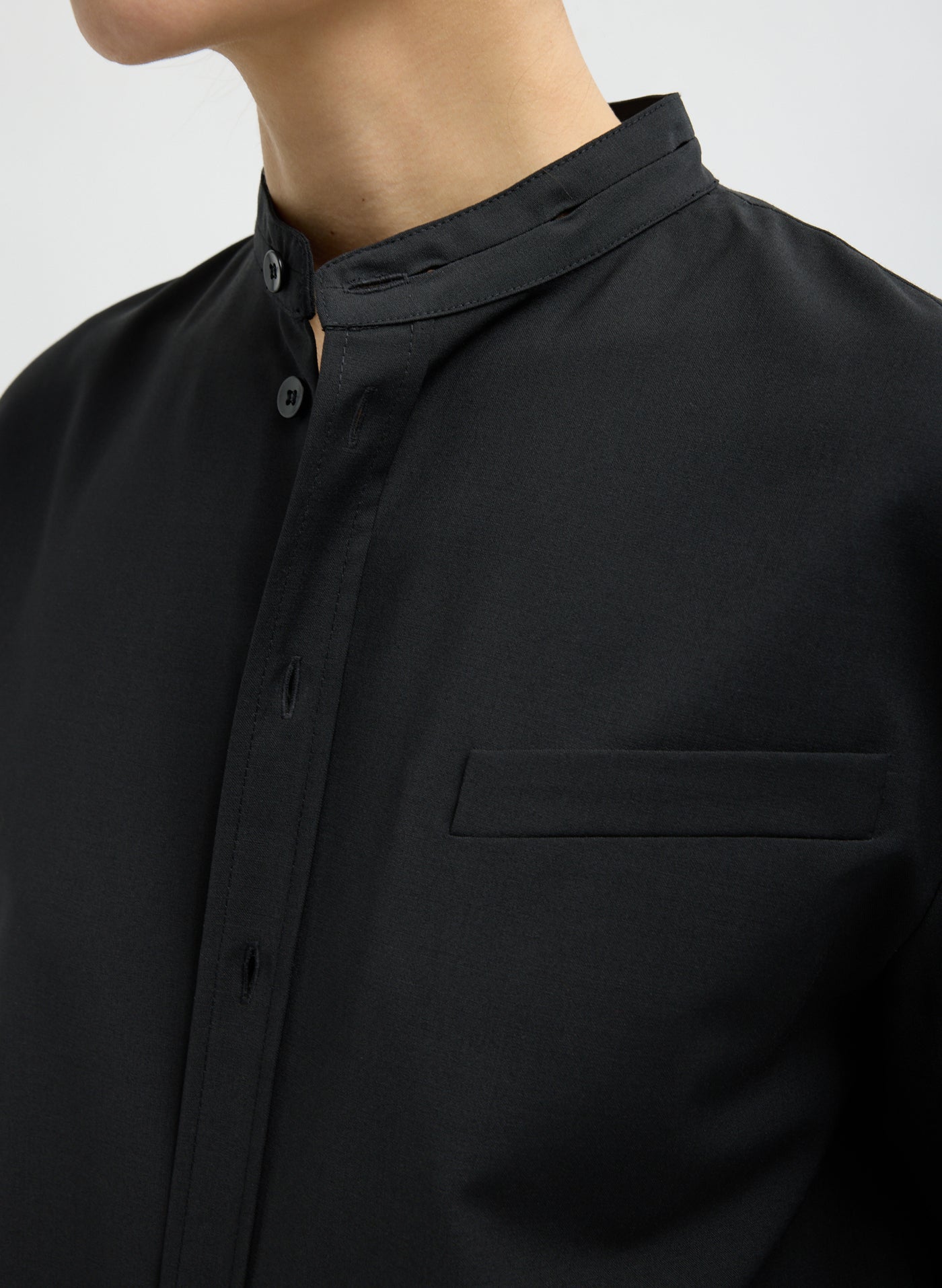 Tibi-Recycled Tropical Wool Detached Shirt - Black-Shirts-Boboli-Vancouver-Canada