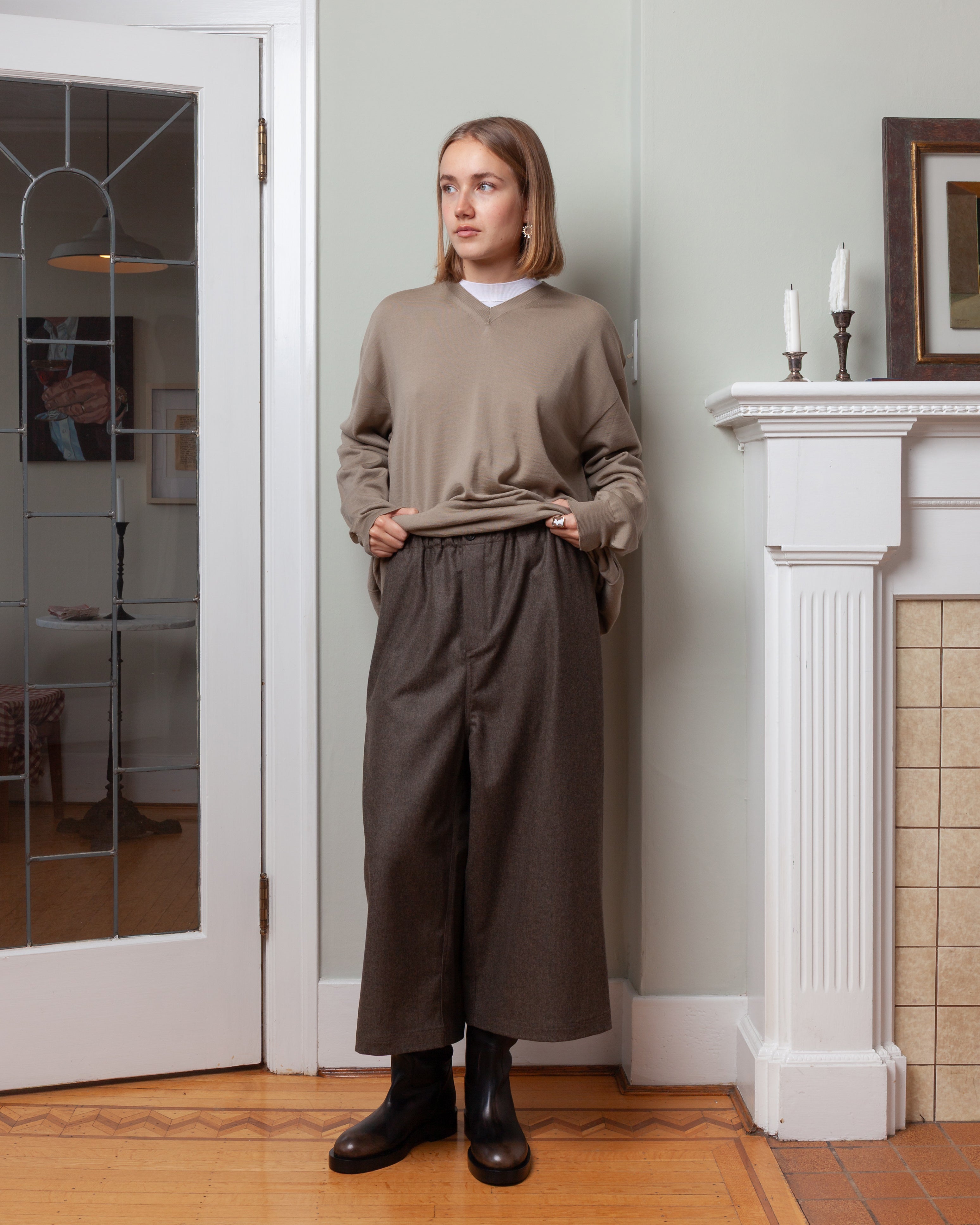 Ponce Relaxed Wide Pant - Mink Melange