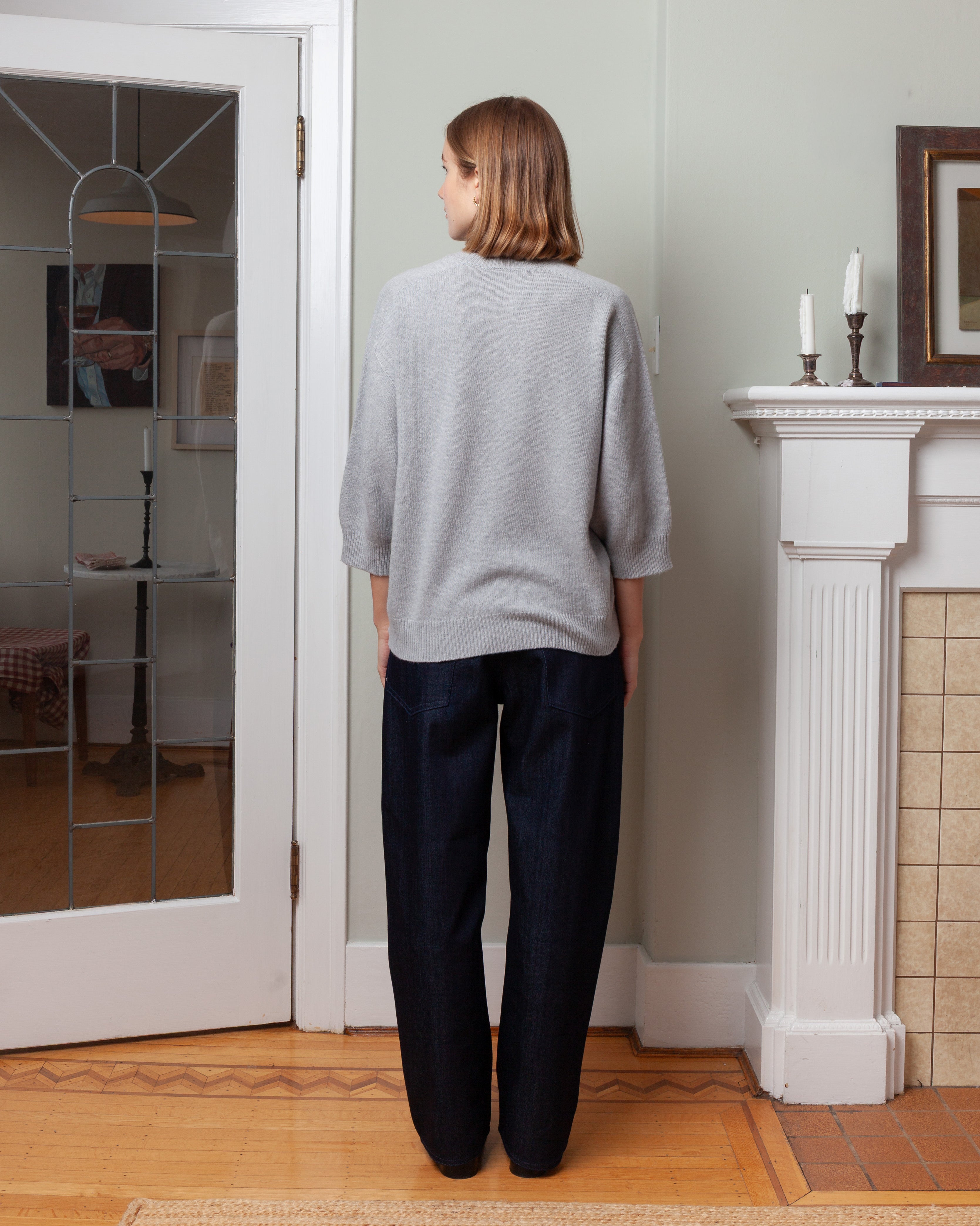 Mouse Seamless 3/4 Sleeve Crewneck - Light Grey Melange