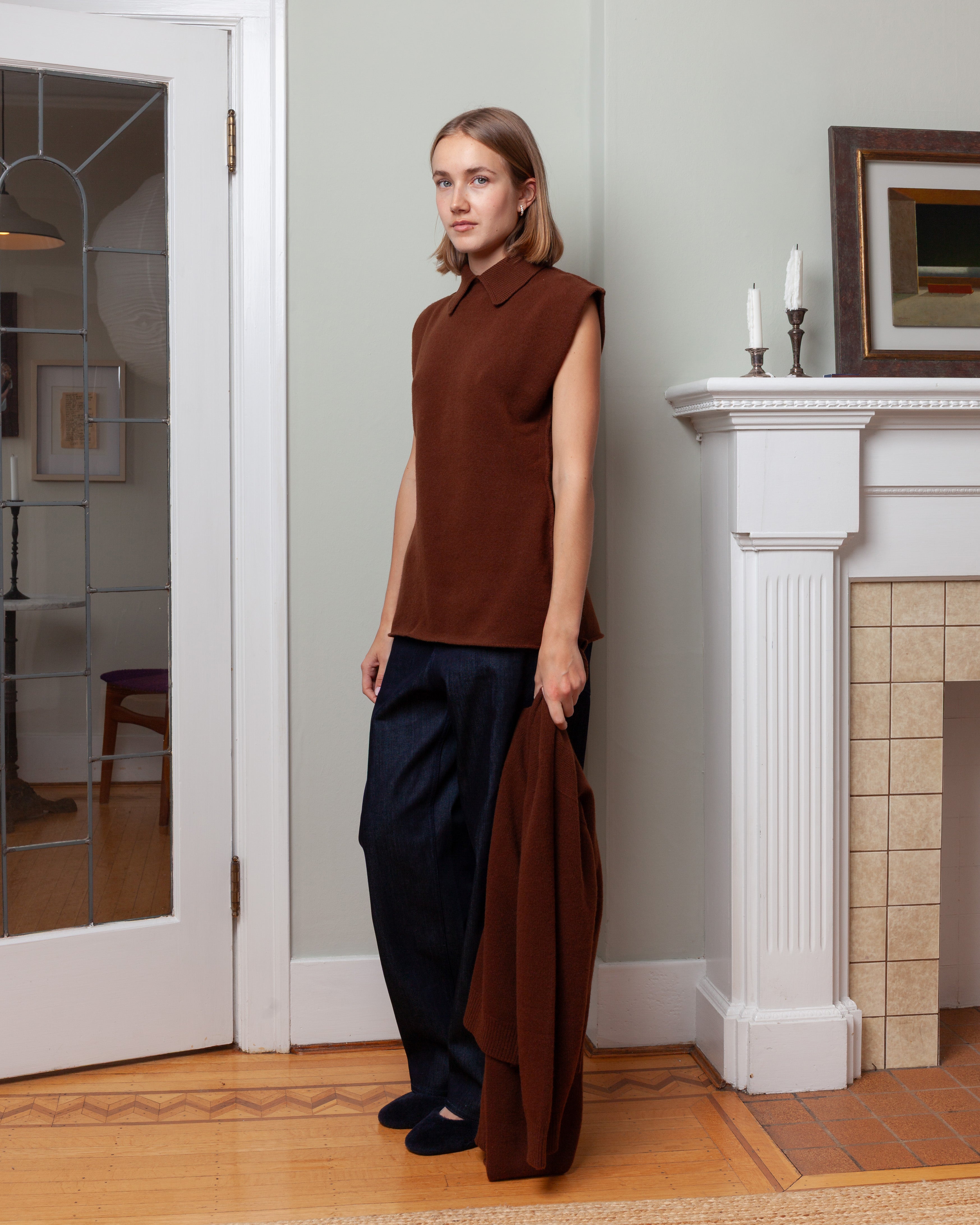 May Sleeveless Waisted Pull - Chestnut