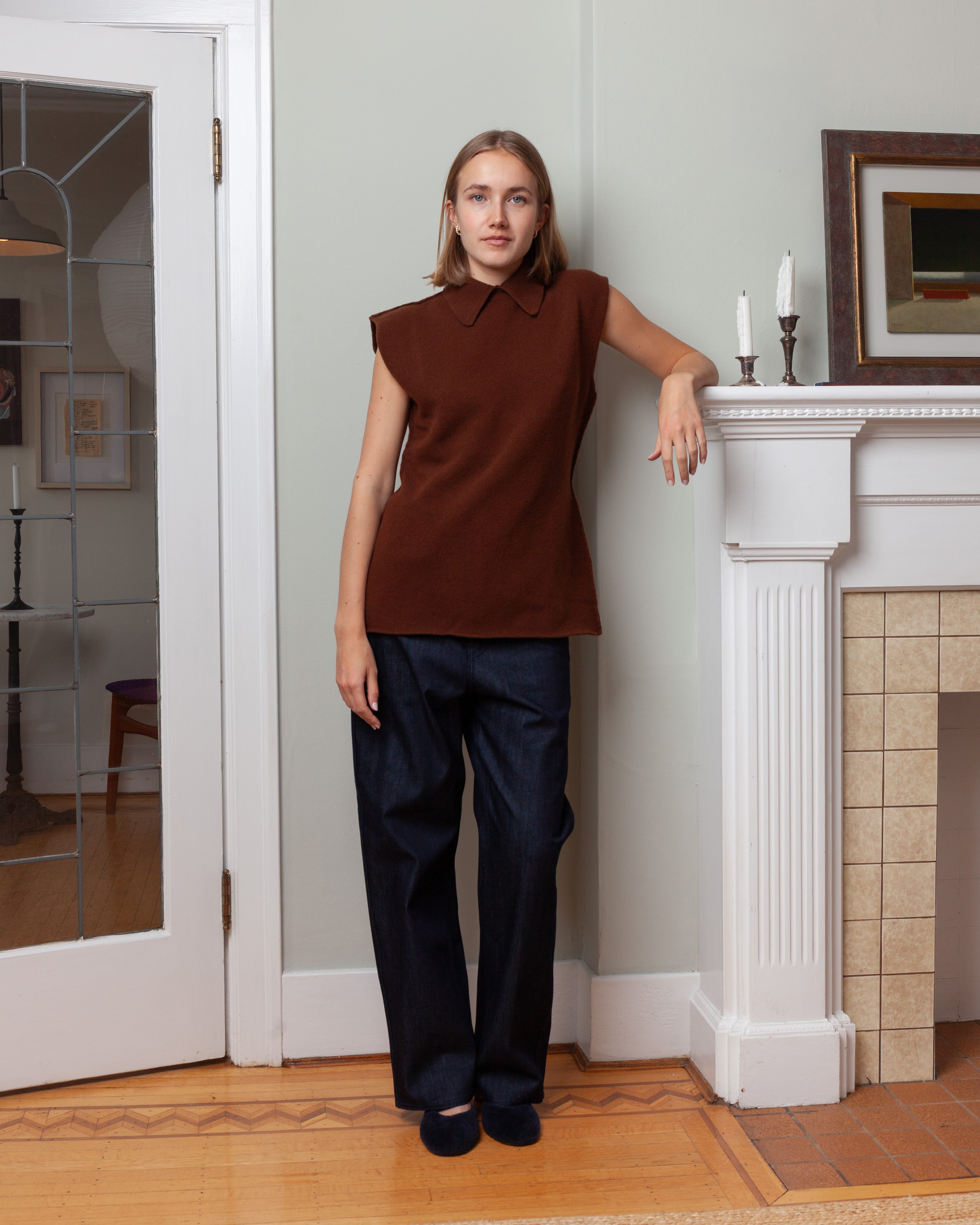 May Sleeveless Waisted Pull - Chestnut