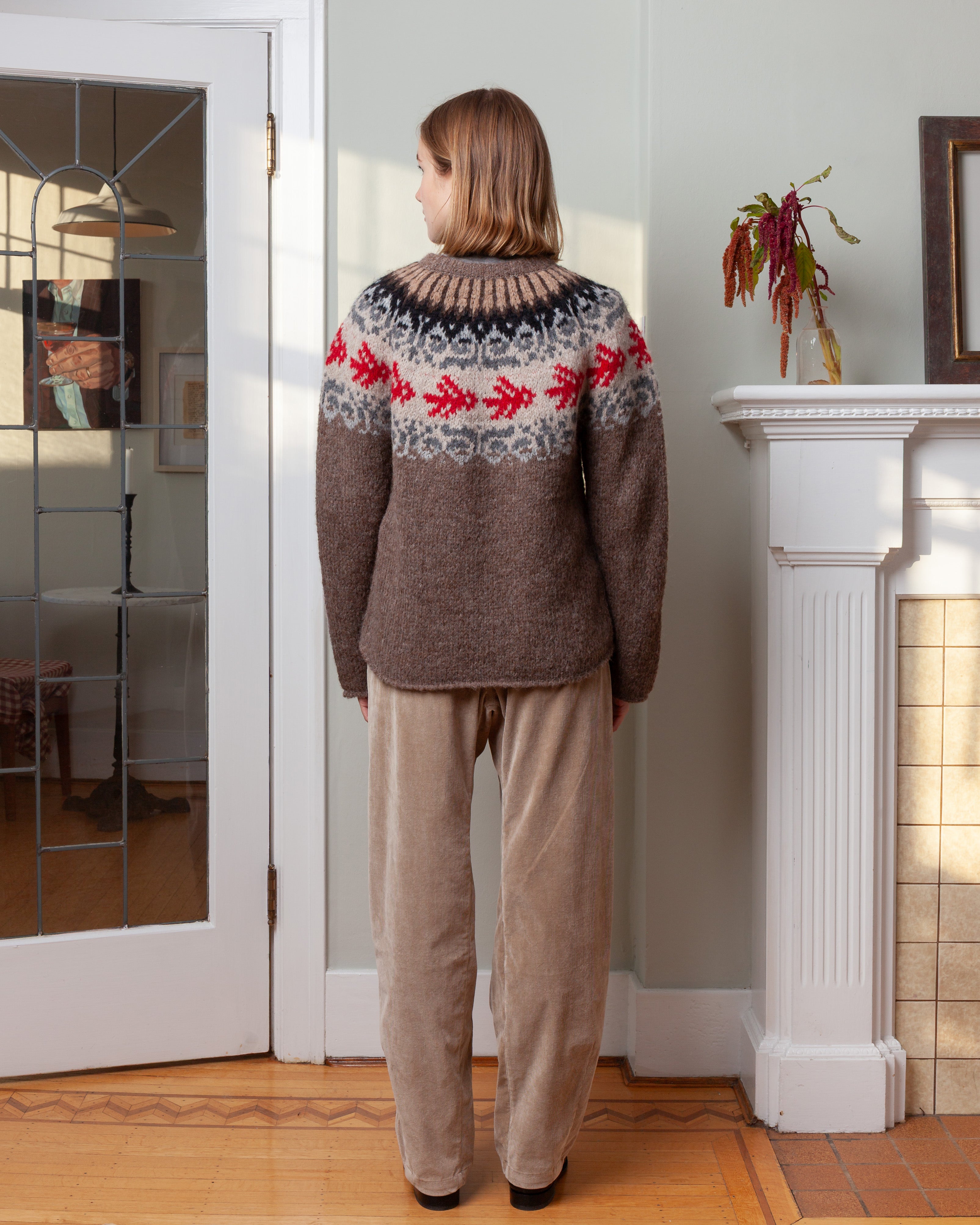 Round Neck Sweater Fairisle Bird L.S. - Nuts