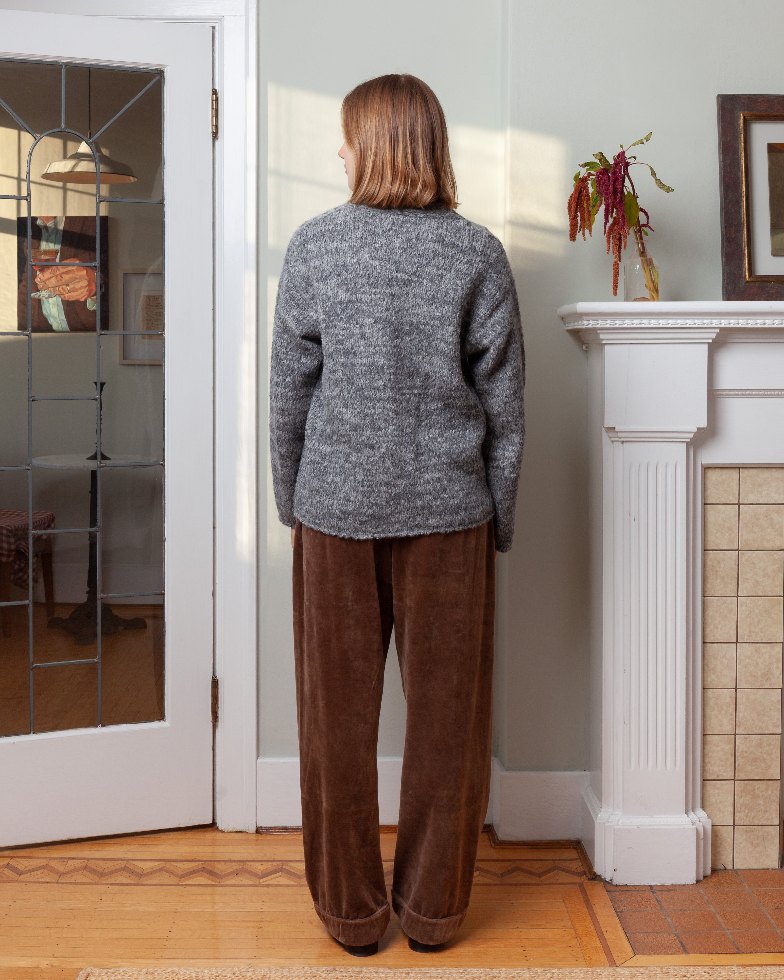 3 Buttons Fairisle V Neck Cardigan - Mix Gray