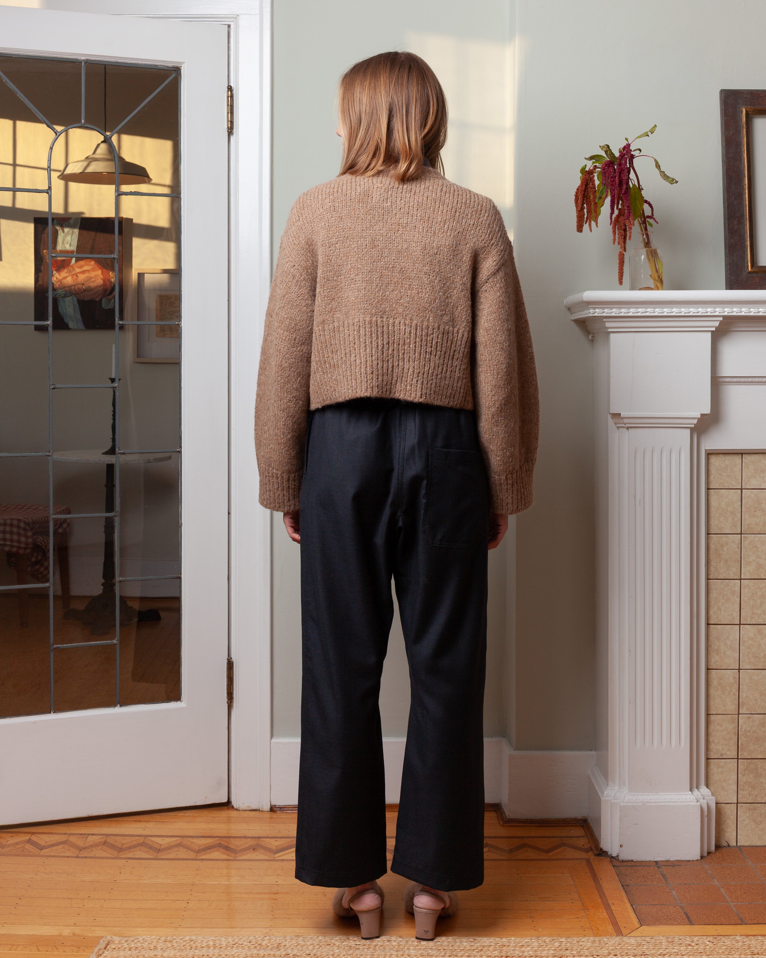 3 Threads Round Neck w/Rib L.S. Sweater - Camel