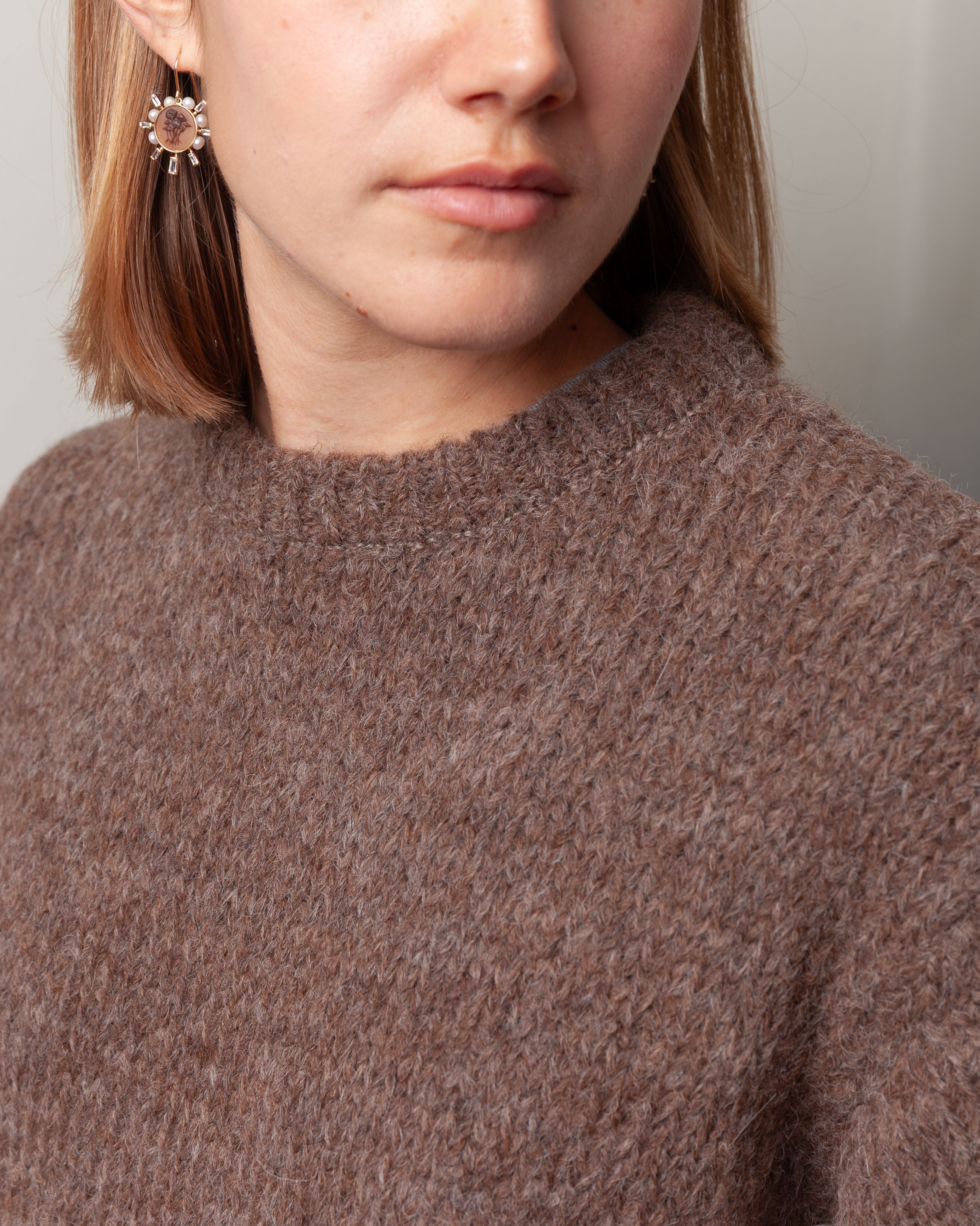 Round Neck Sweater w/Rib S.S. - Nuts