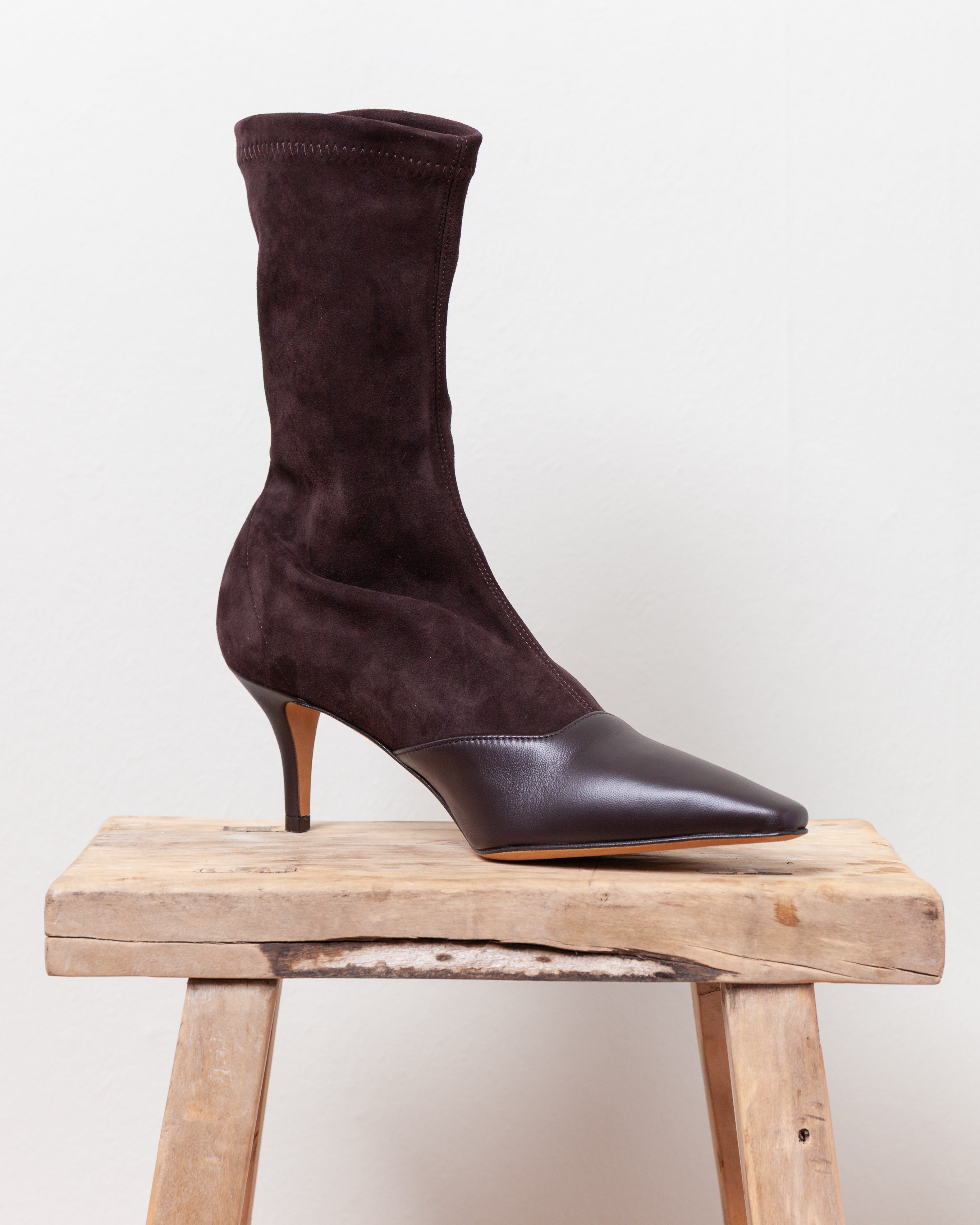 Olivia Nappa Suede Bootie - Brown