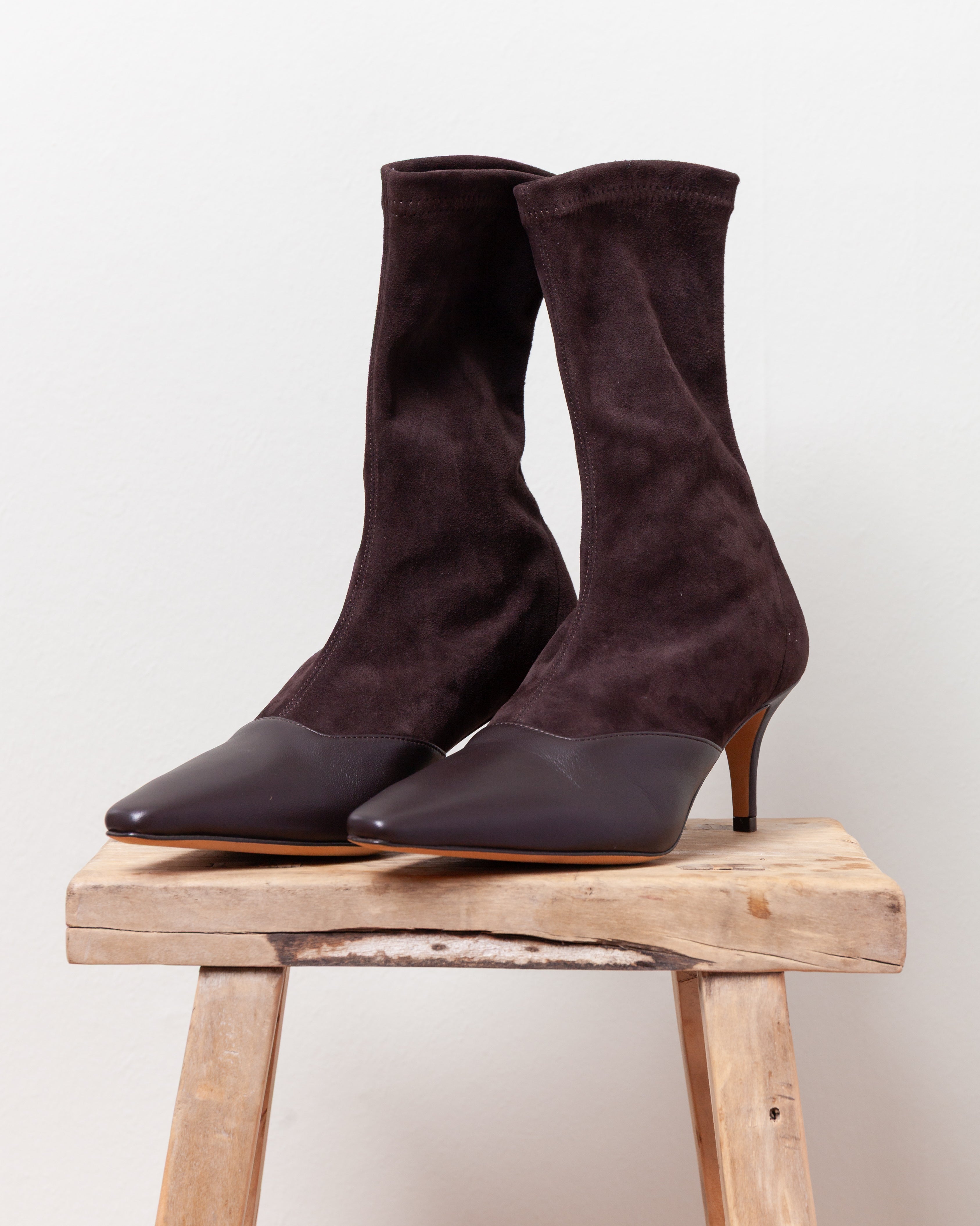 Olivia Nappa Suede Bootie - Brown