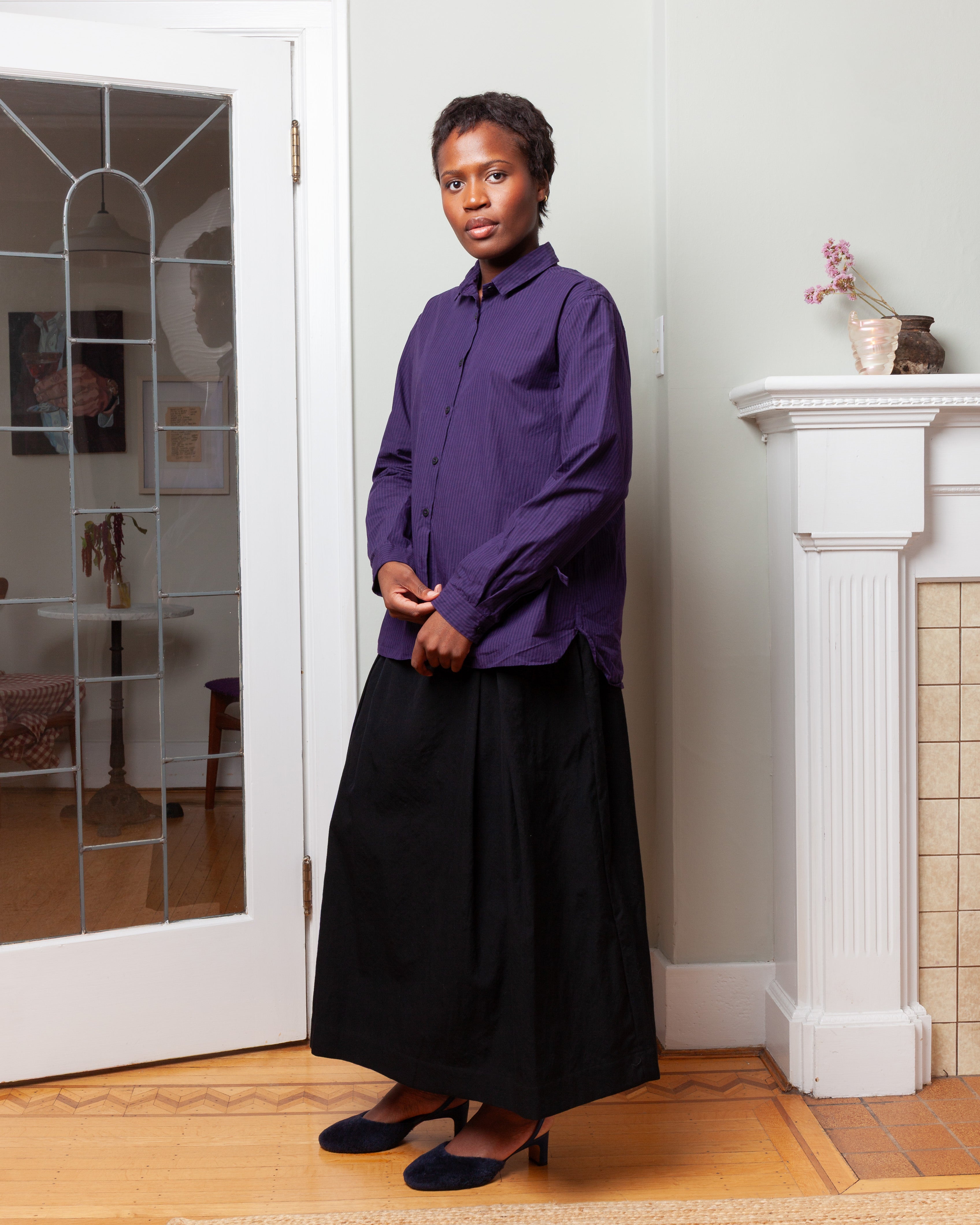 Loose Tyrol Shirt - Grape Stripe