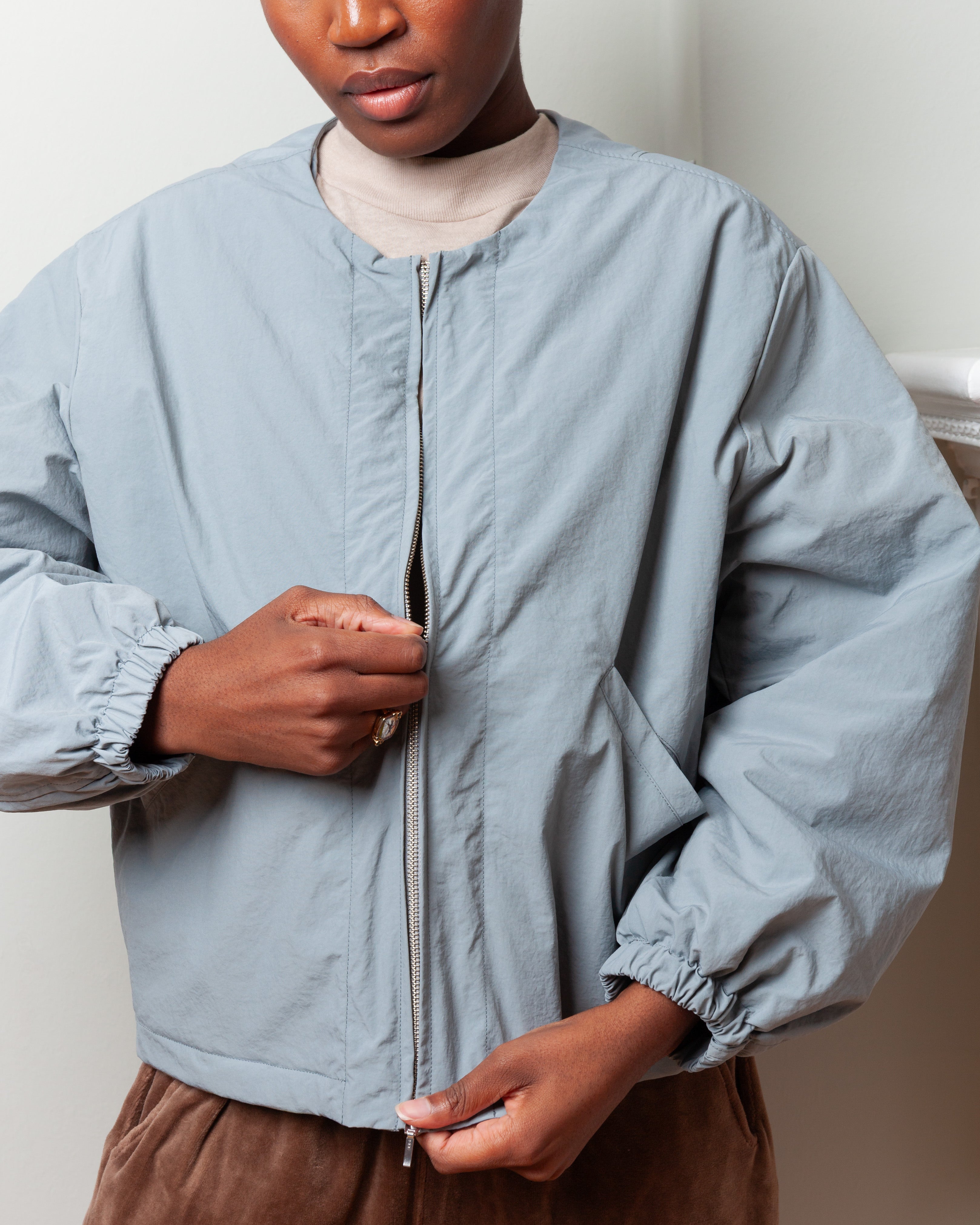 No Collar Jacket - LA Blue