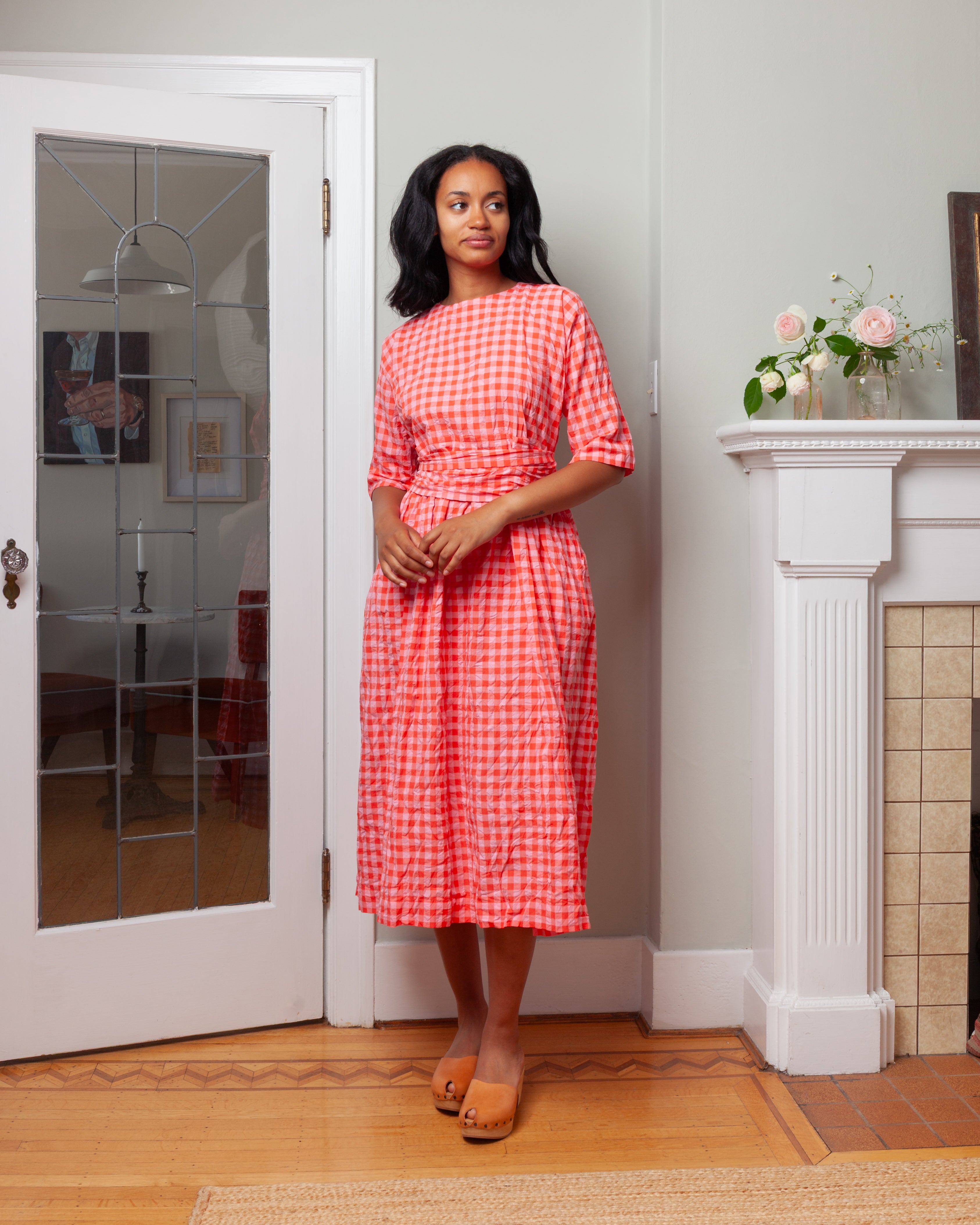 Daniela Gregis-Abito Dress Operaio Ma Lavato - Glow Red Pink-Dresses-Boboli-Vancouver-Canada