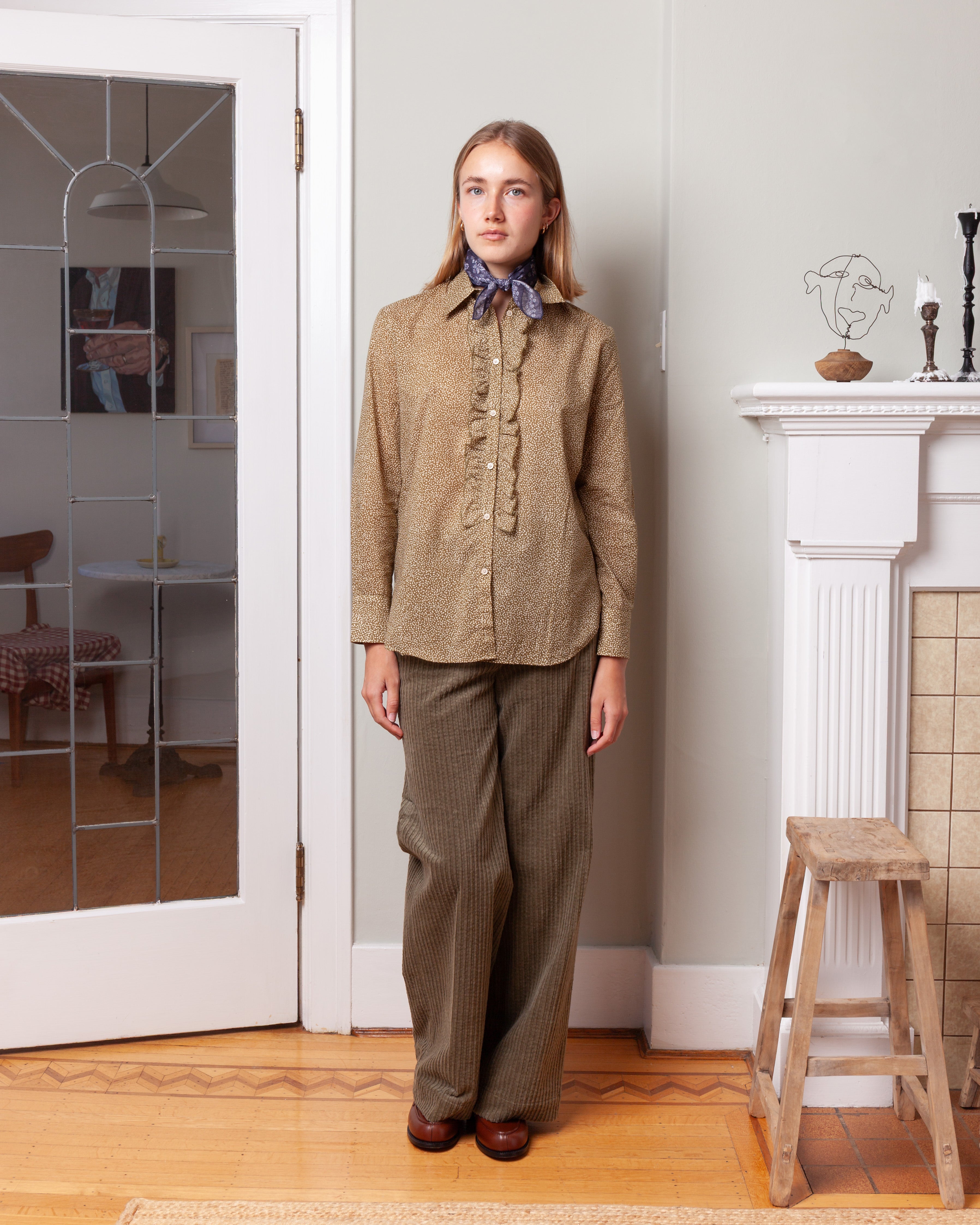 Massimo Alba-Gemma Ruched Shirt - The Verde-Shirts-Boboli-Vancouver-Canada