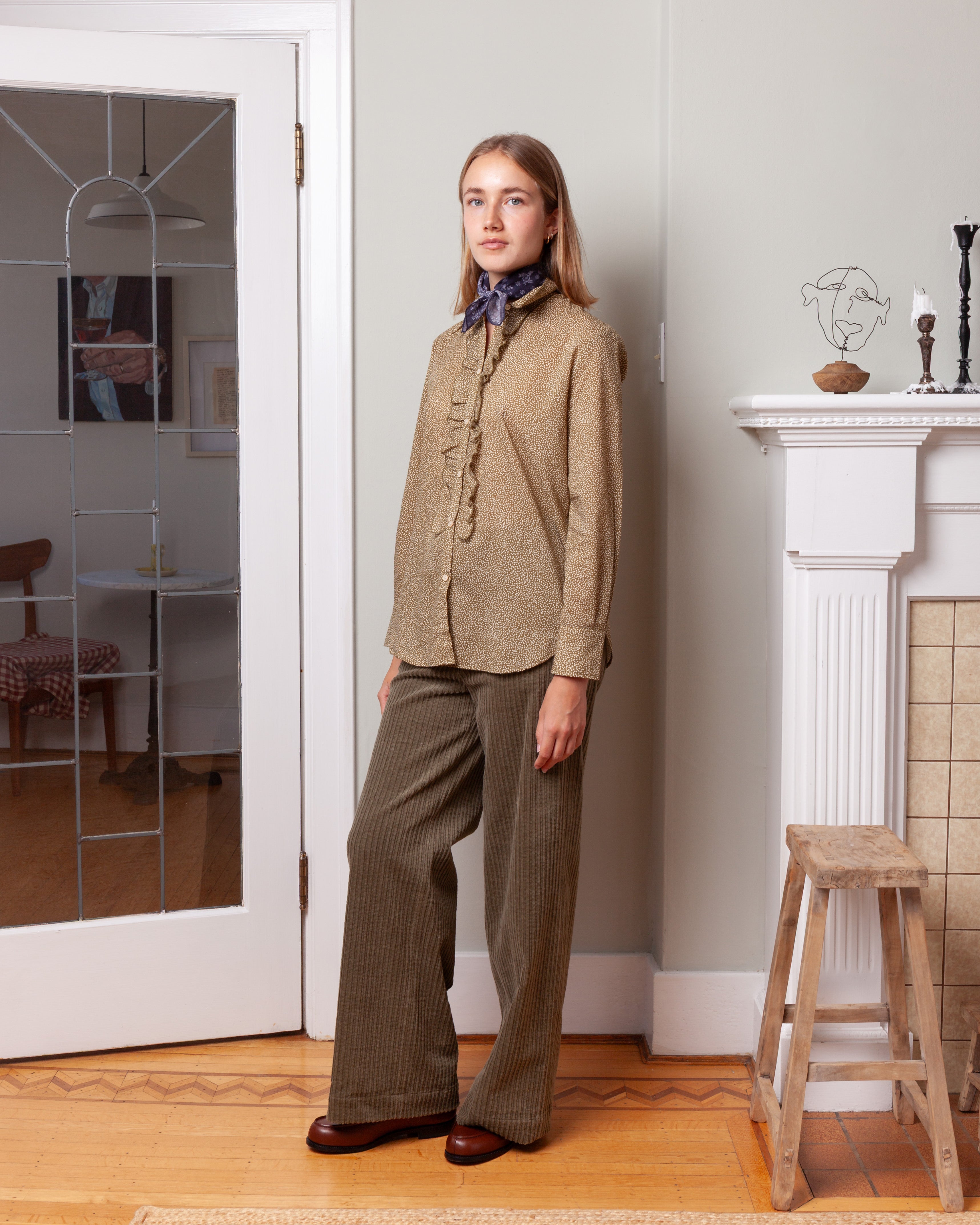 Massimo Alba-Gemma Ruched Shirt - The Verde-Shirts-Boboli-Vancouver-Canada