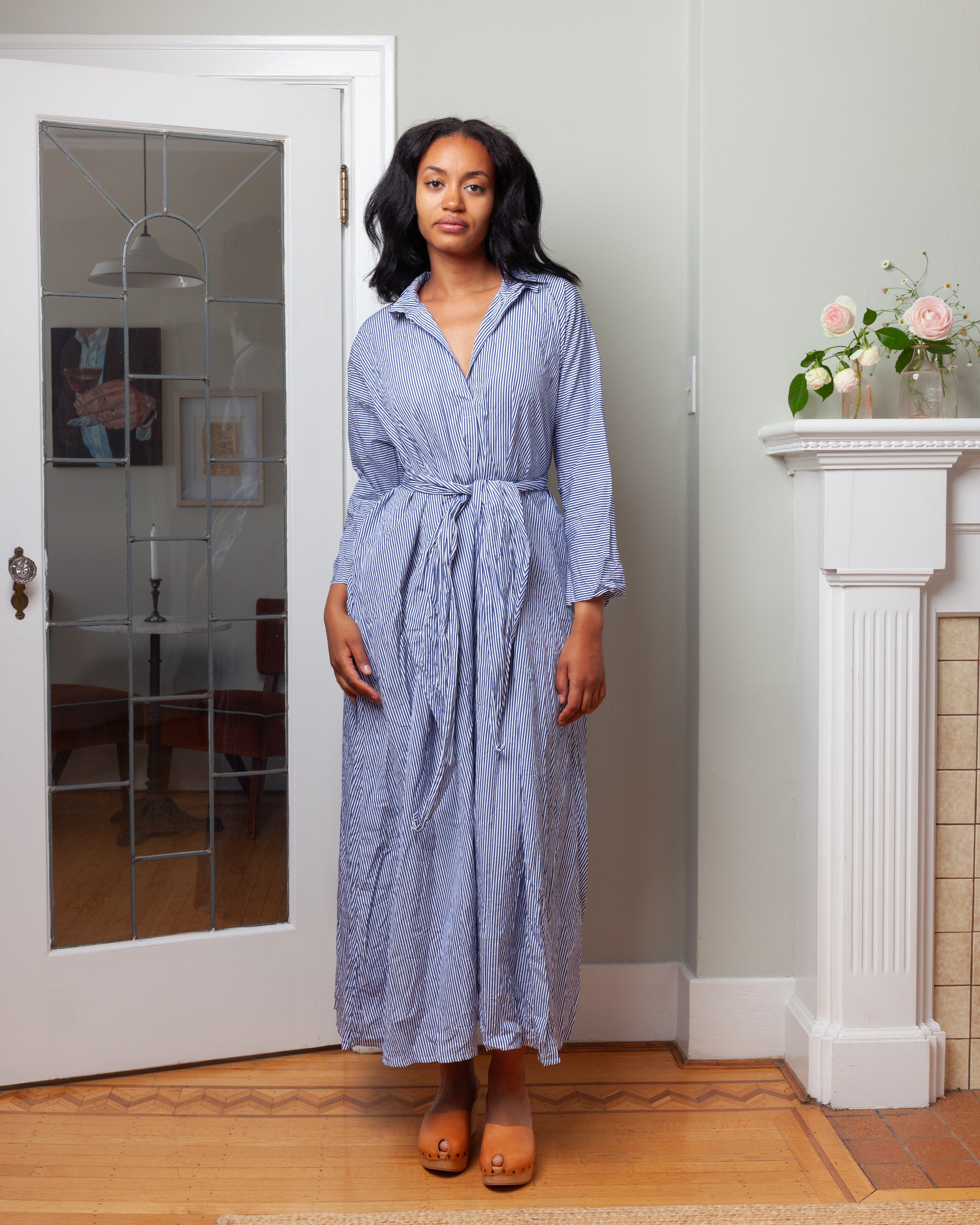 Daniela Gregis-Abito Dress Spicchi Colletto 140 Lavato - White Blue-Dresses-Boboli-Vancouver-Canada