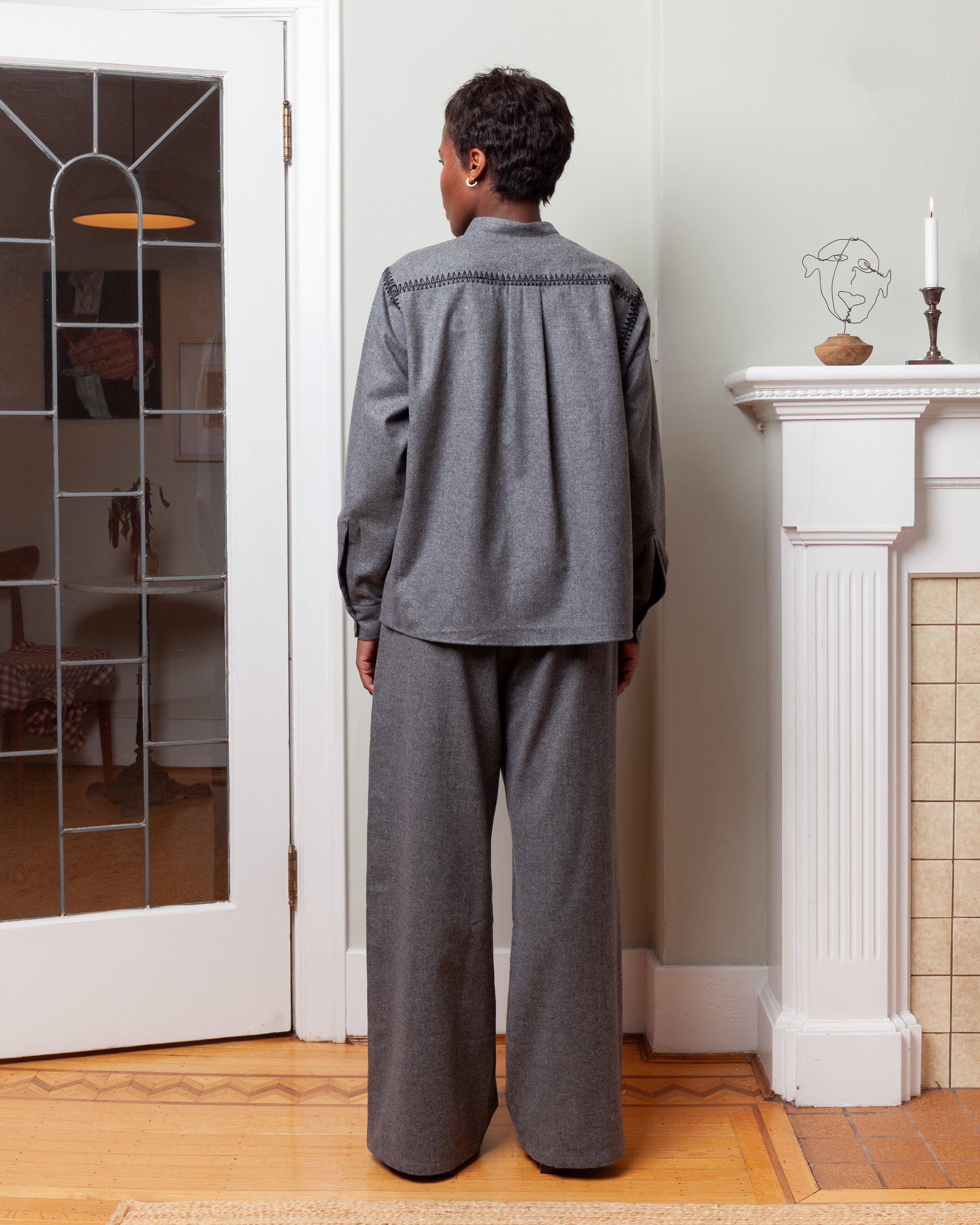 Marocaine Painter's Shirt - Charcoal Wool