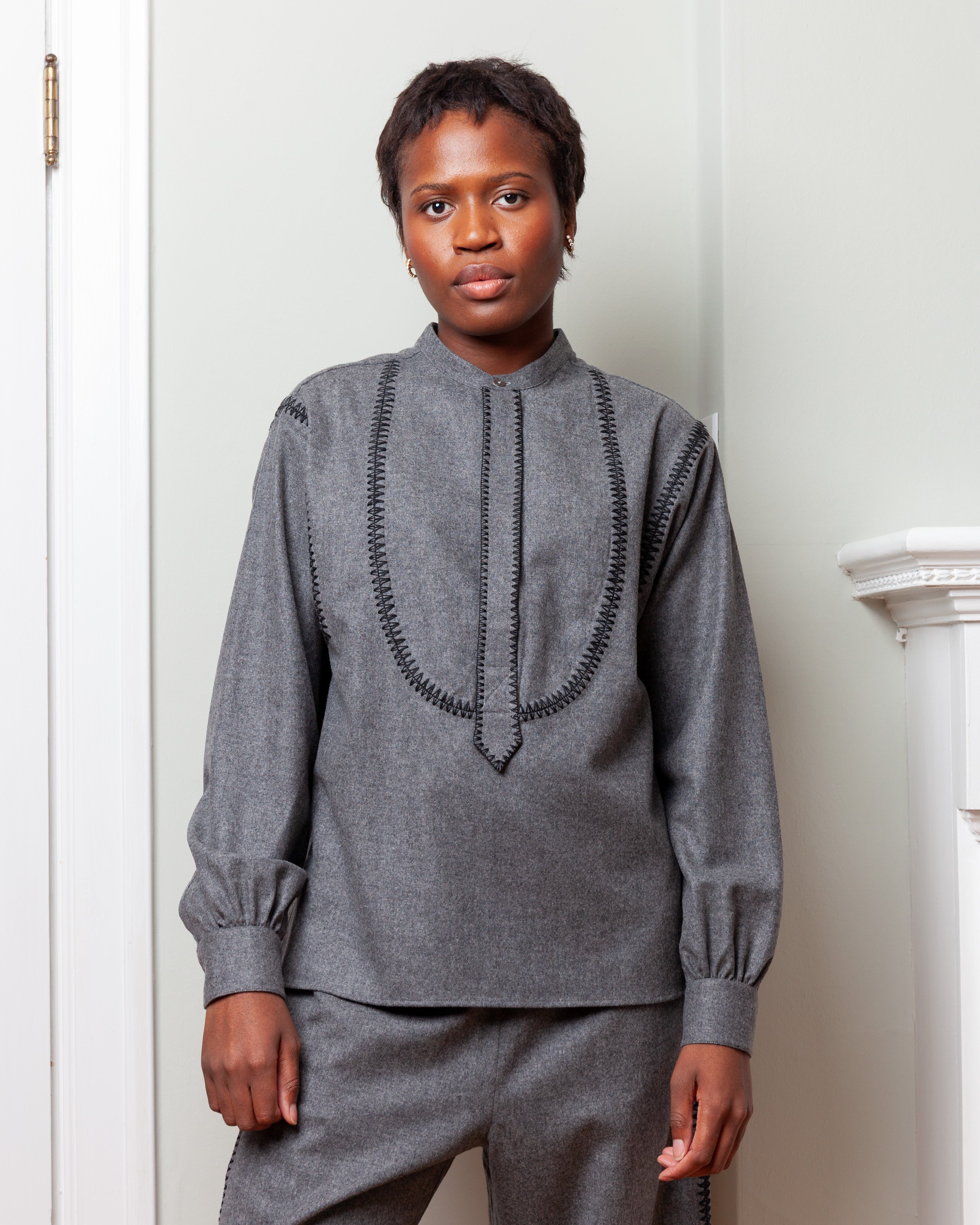 Marocaine Painter's Shirt - Charcoal Wool