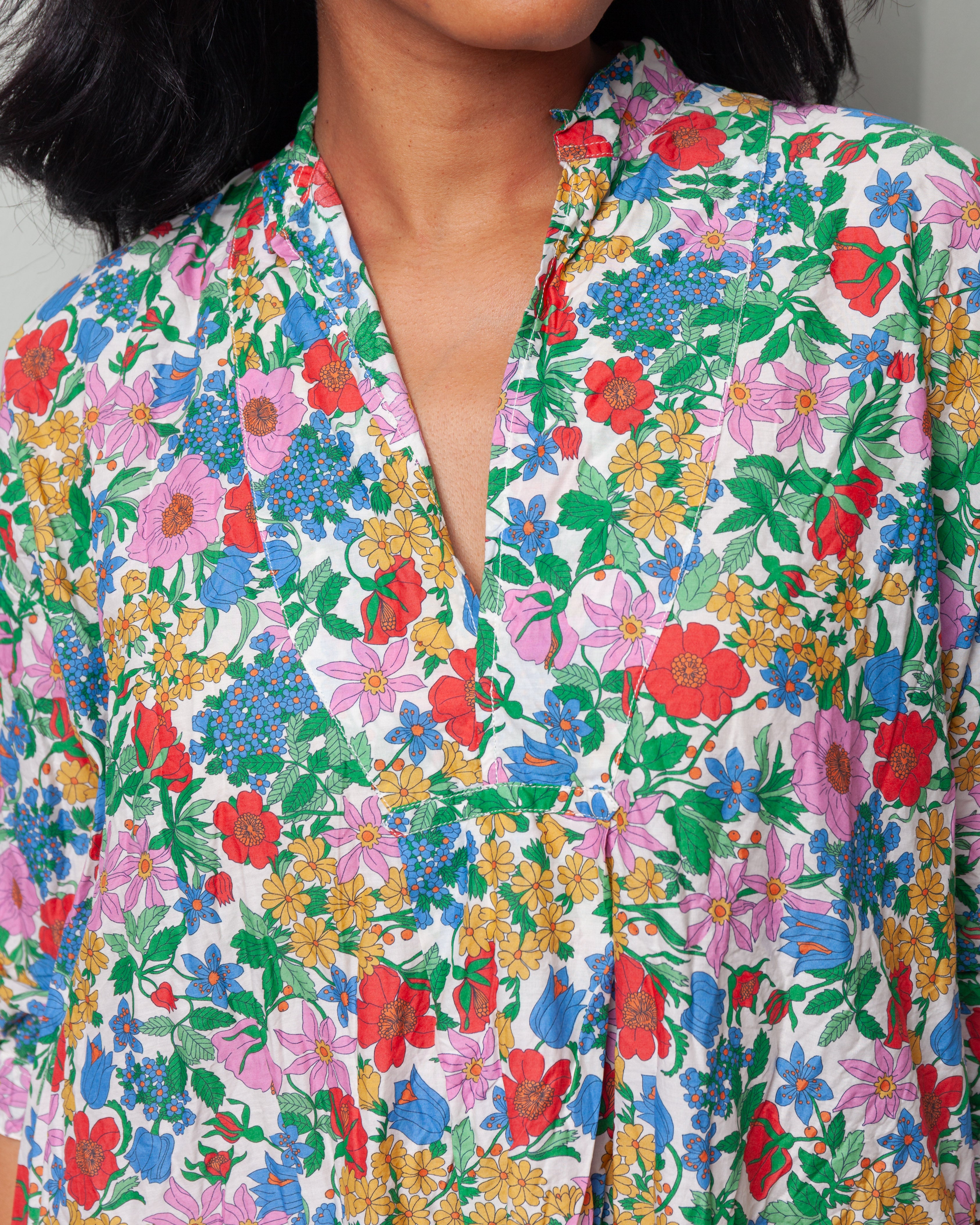 Daniela Gregis-Camicione Shirt Kora Lungo Estate Lavato - Small Flowers-Shirts-Boboli-Vancouver-Canada