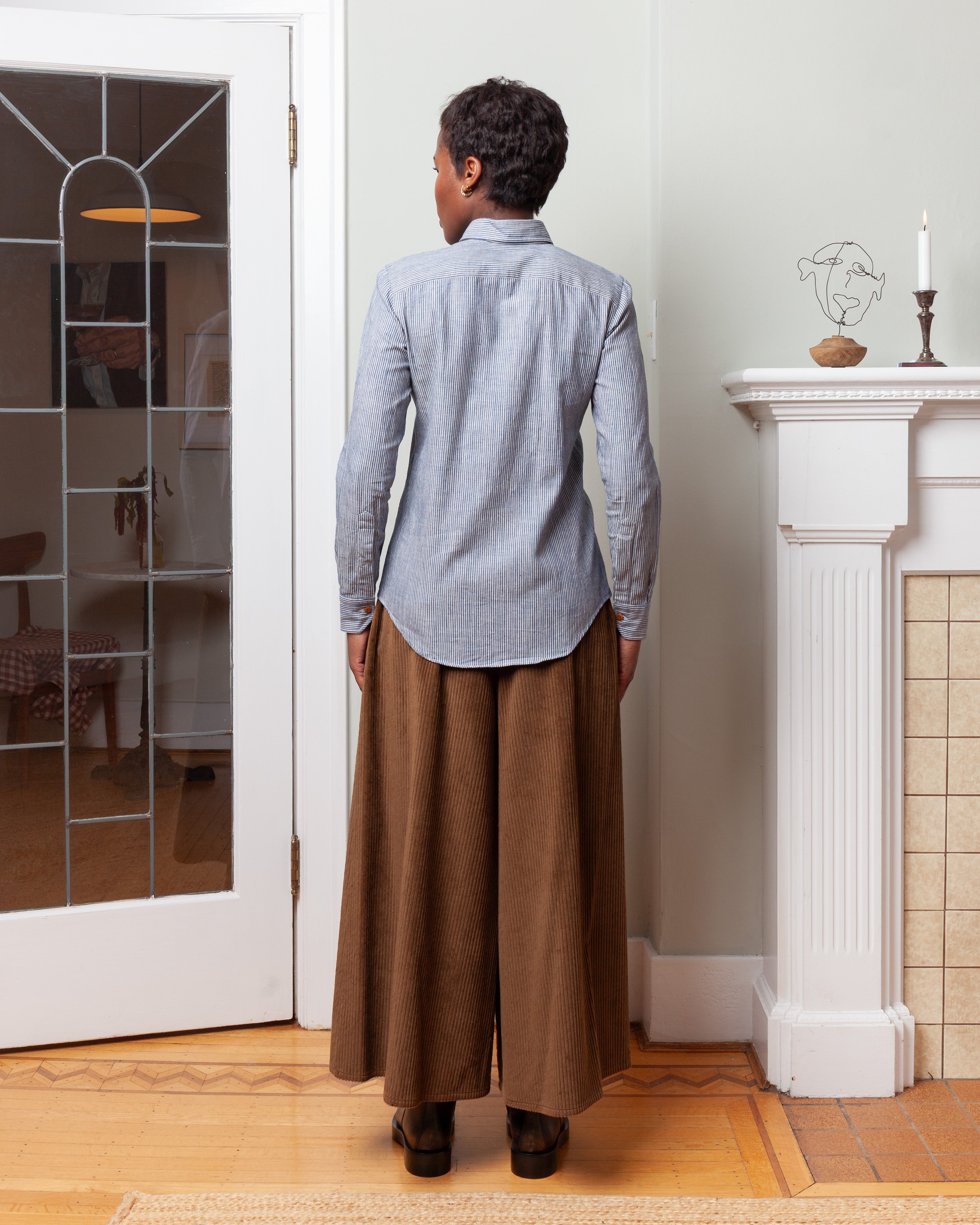 Striped Cotton Shirt - White/Blue Striped