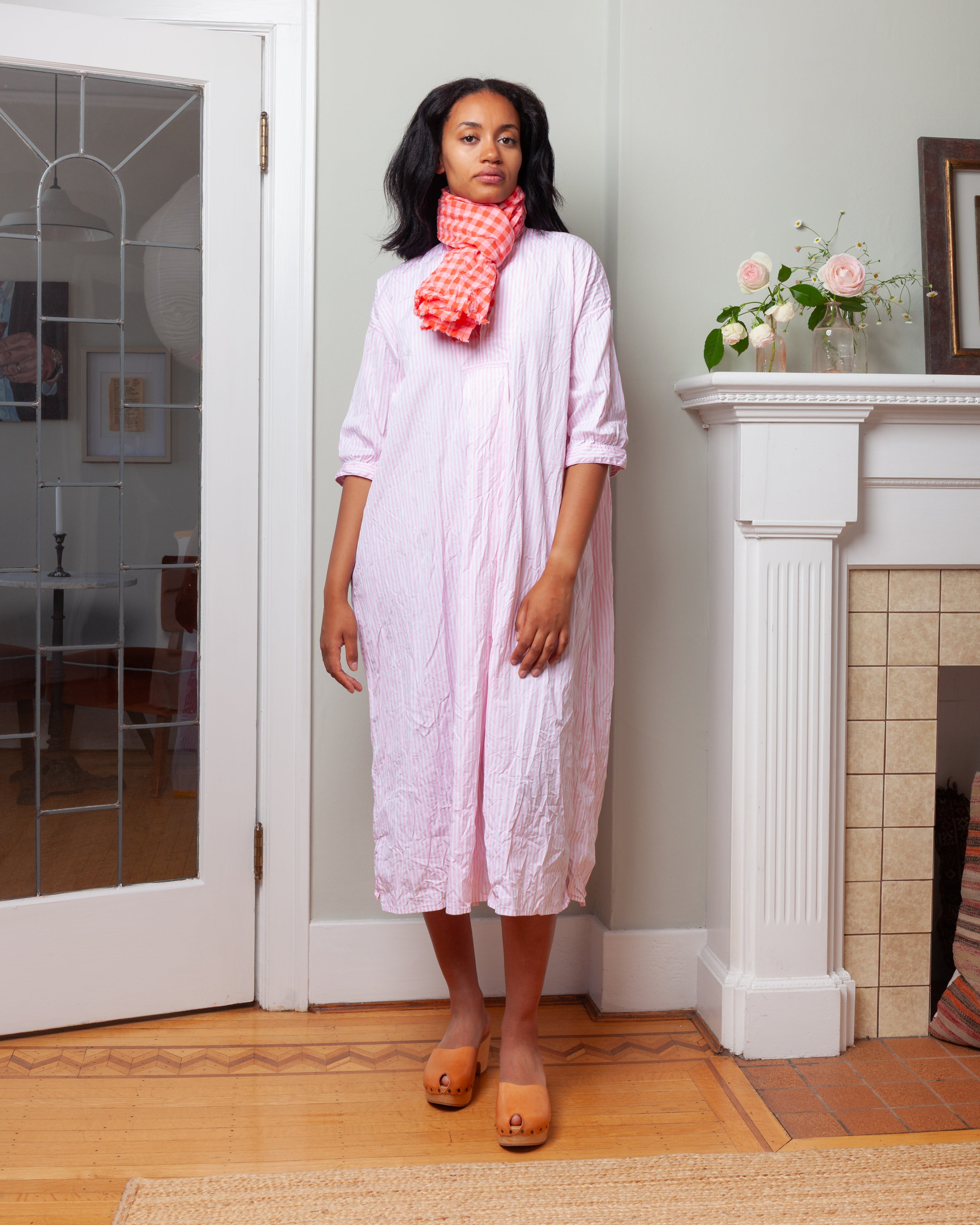 Daniela Gregis-Scialle Shawl 1/2 Lavato - Glow Red Pink Check-Scarves-Boboli-Vancouver-Canada