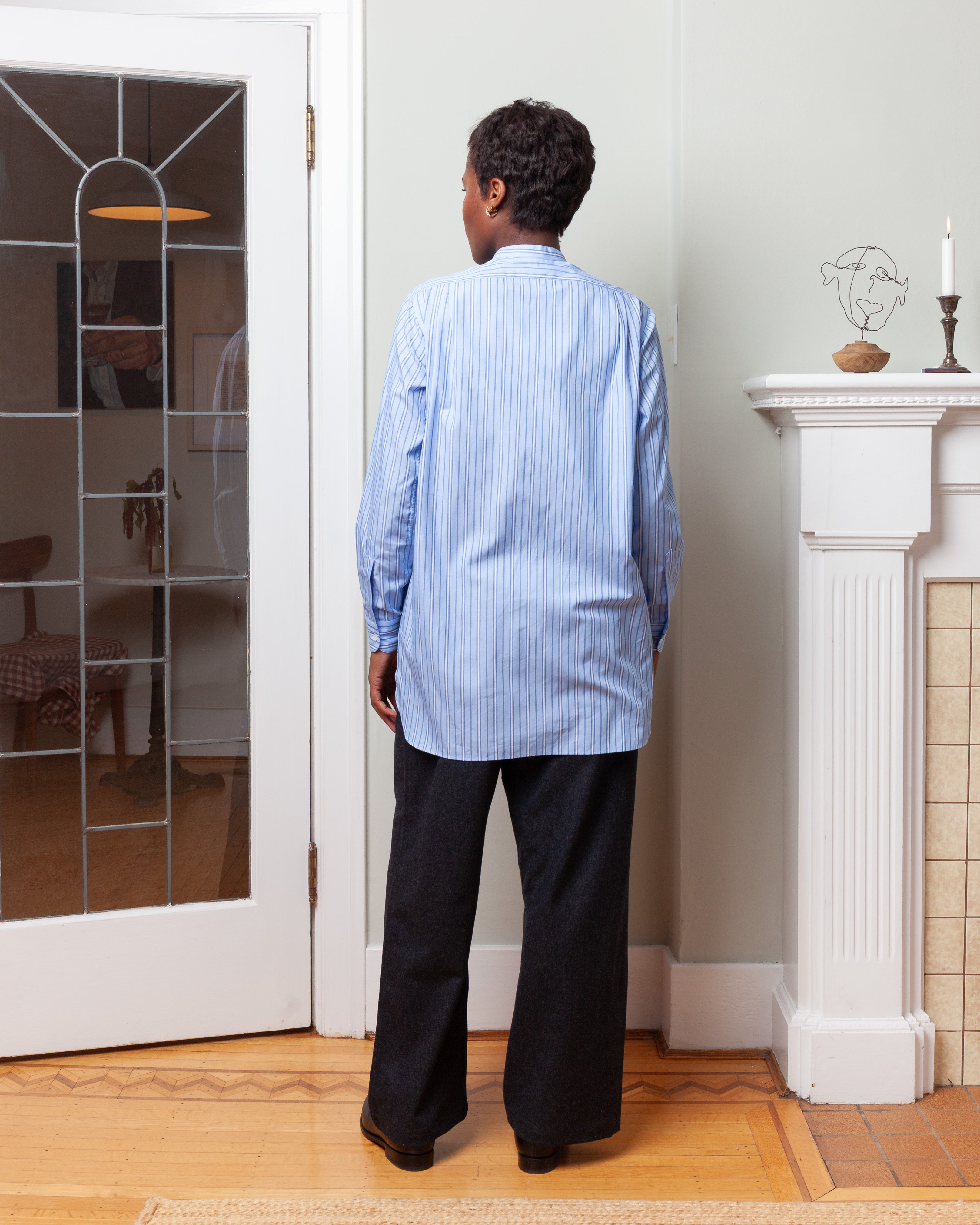 Striped Cotton Shirt - Blue/White Stripe