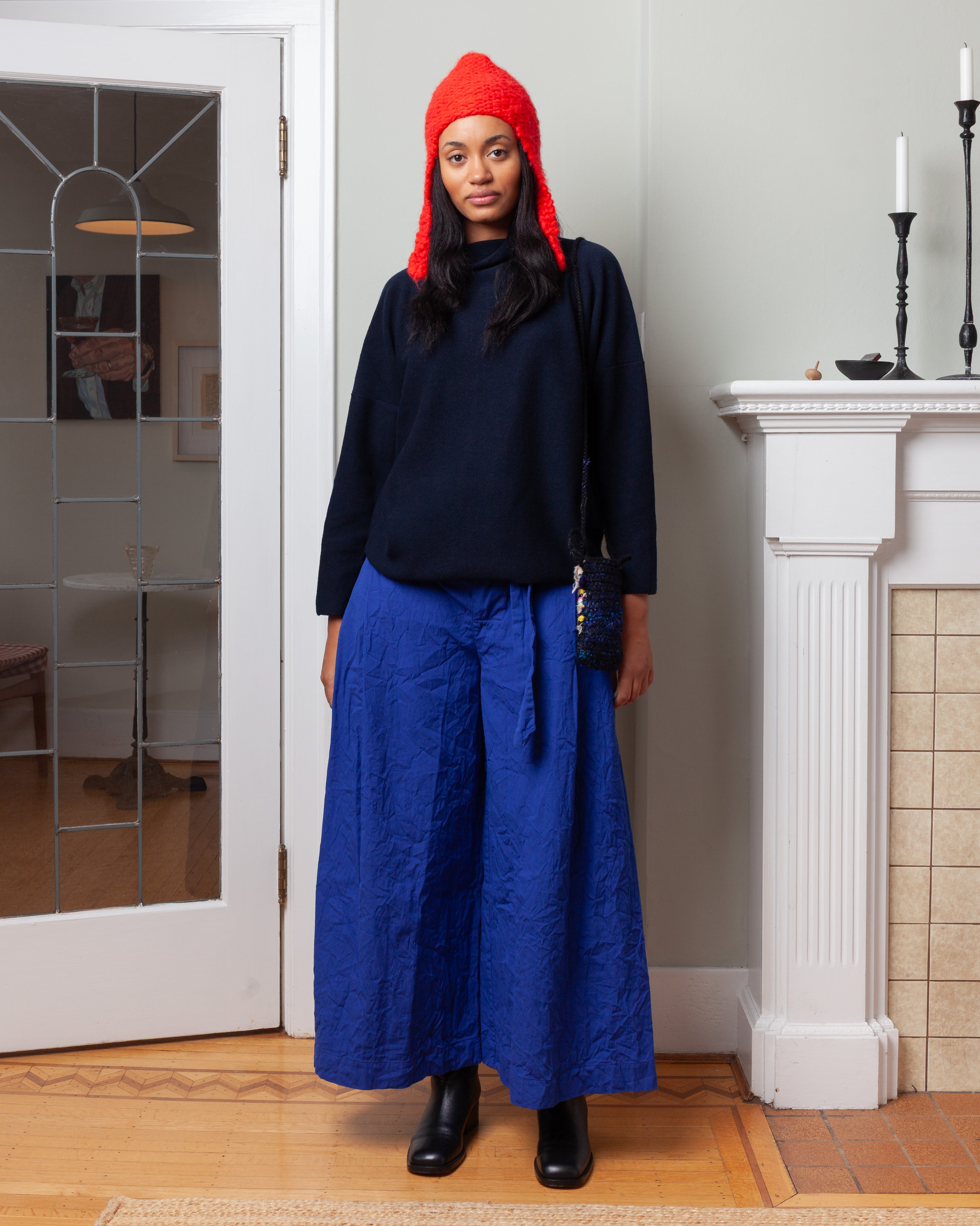 Daniela Gregis-Knitted High Neck Sweater - Navy Blue-Sweaters-Boboli-Vancouver-Canada