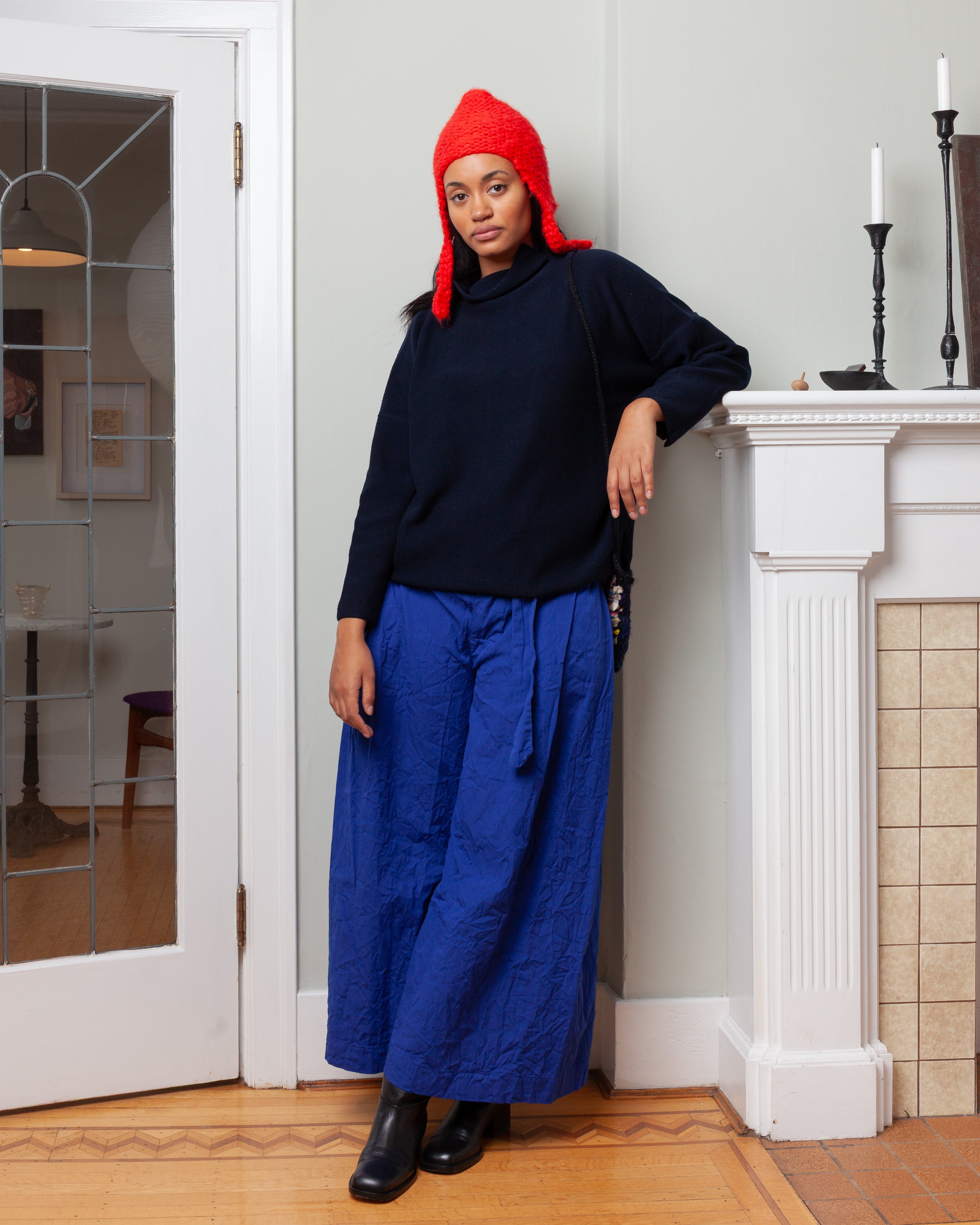 Daniela Gregis-Washed Two-Fold Trousers - Electric Blue-Pants-Boboli-Vancouver-Canada