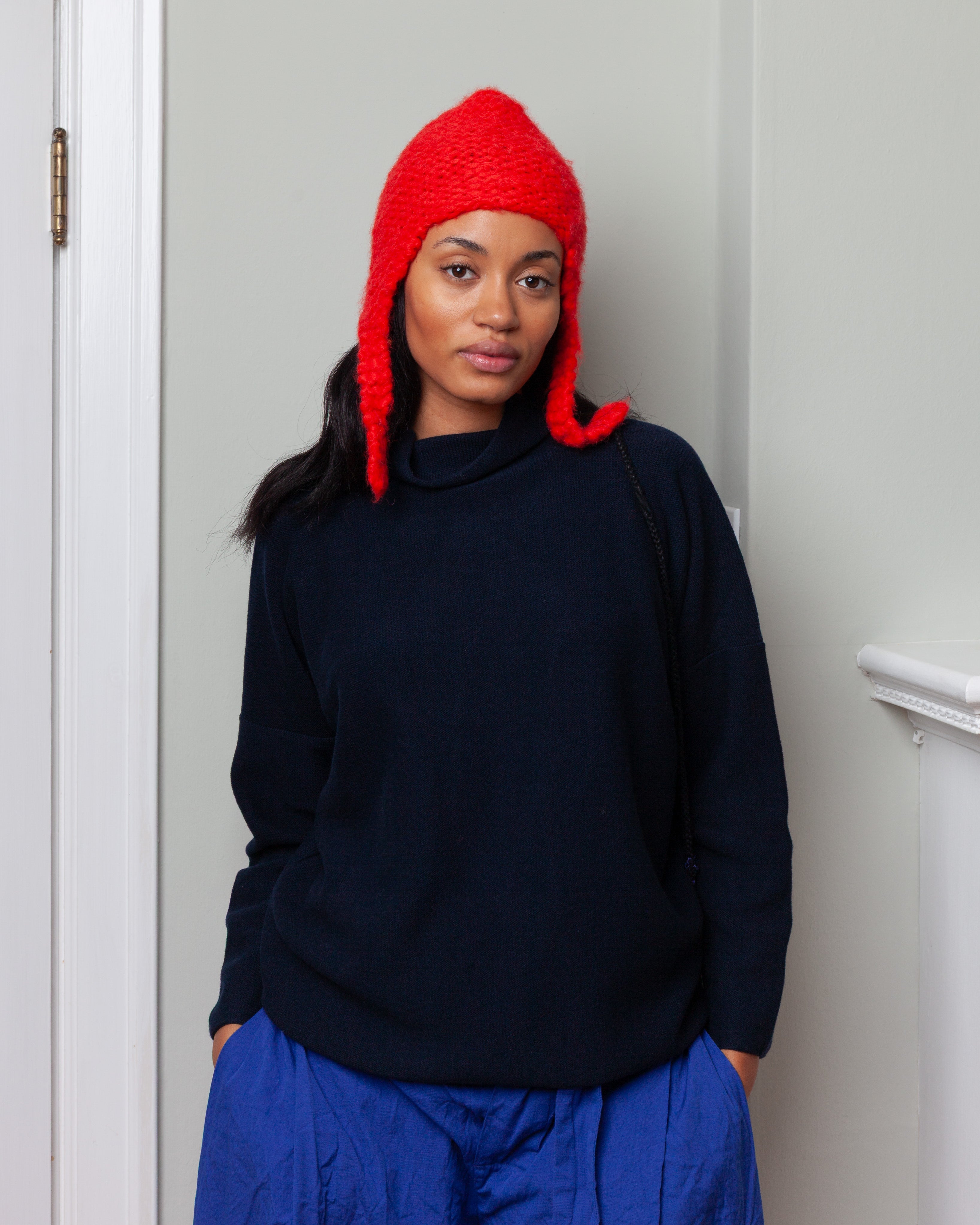 Hand-Knitted Hat - Orange/Red