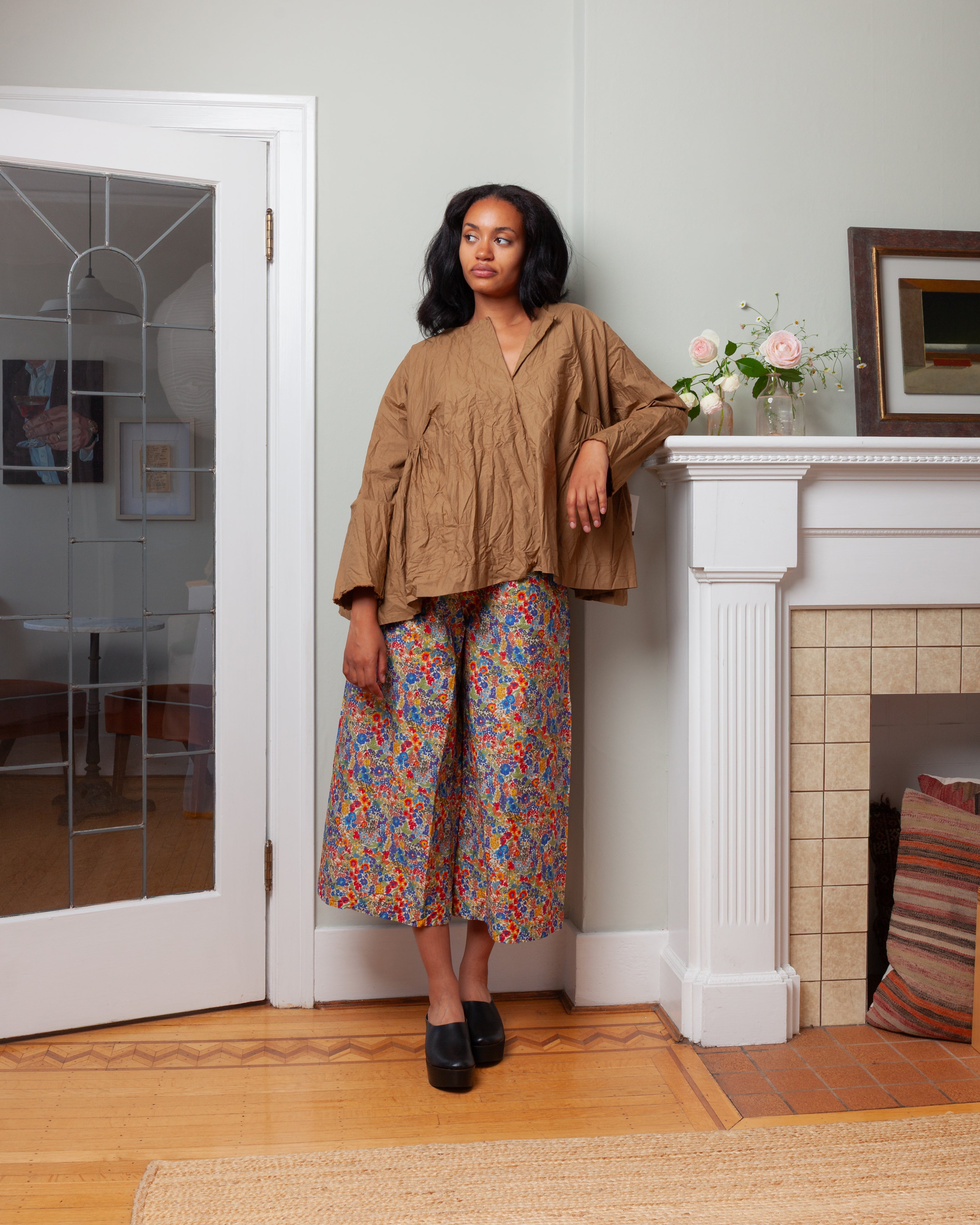 Daniela Gregis-Pantalone Trousers Pigiama Tasche Lavato - Small Flowers-Pants-Boboli-Vancouver-Canada