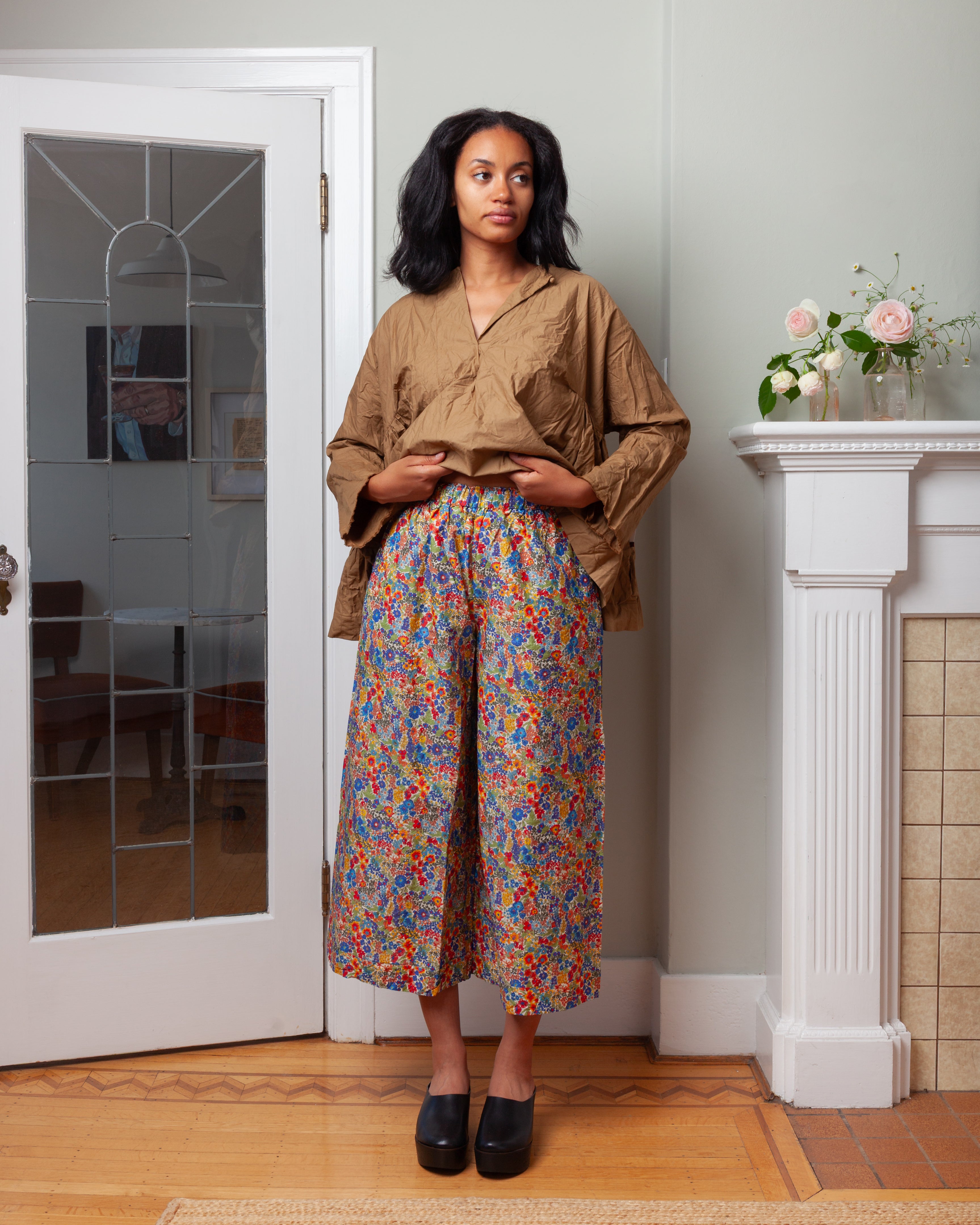 Daniela Gregis-Pantalone Trousers Pigiama Tasche Lavato - Small Flowers-Pants-Boboli-Vancouver-Canada