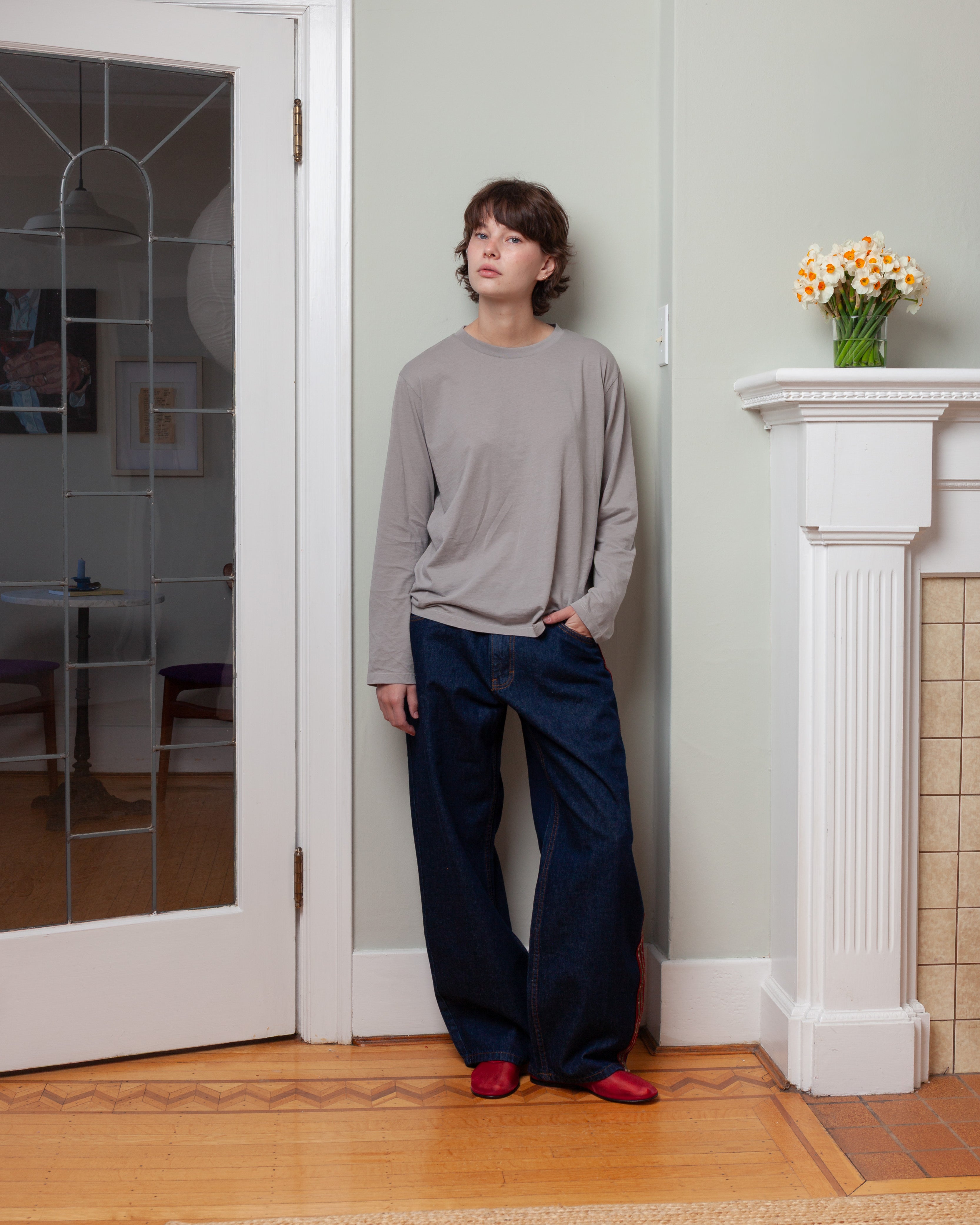 Round Neck L.S. T-Shirt - Gray