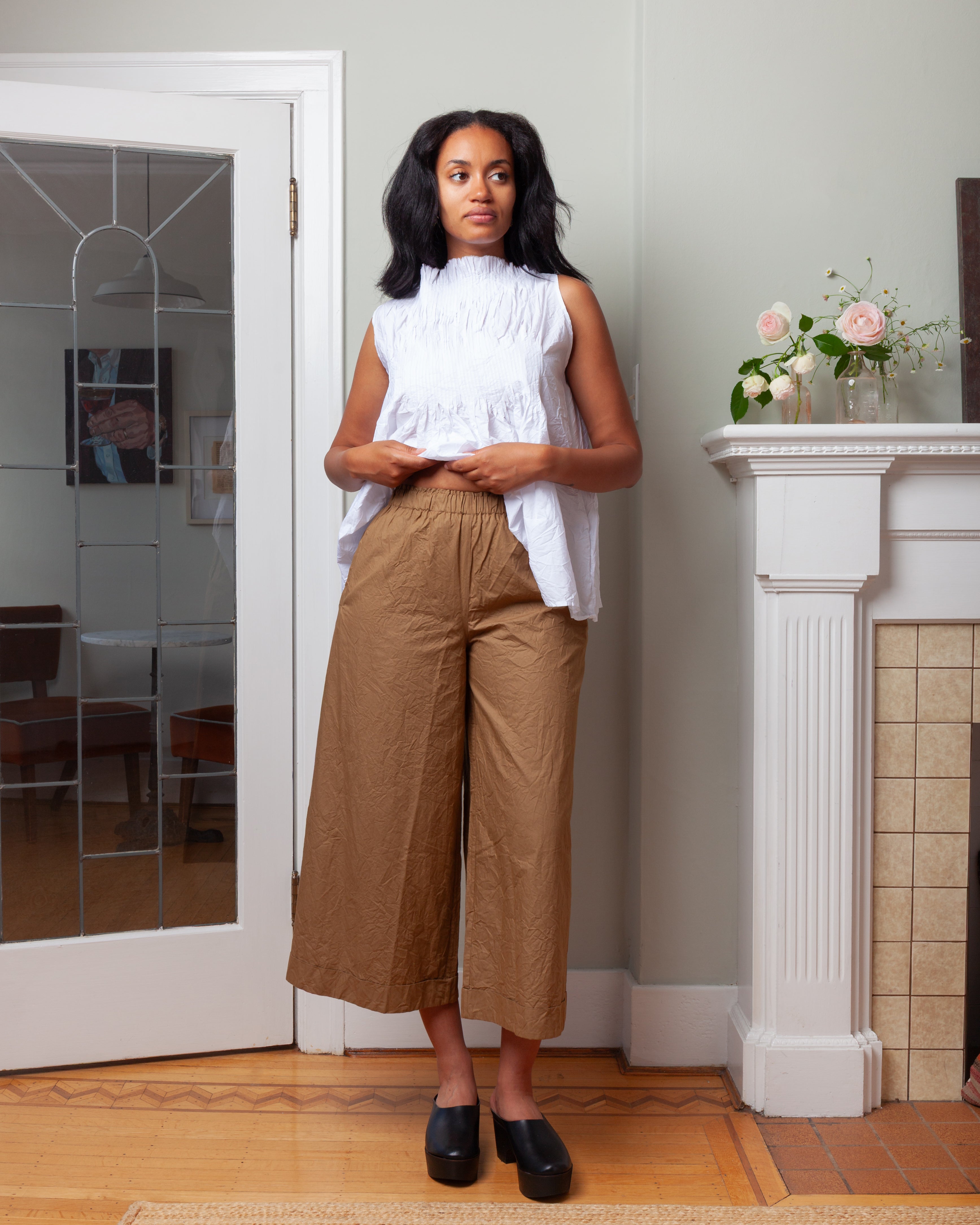 Daniela Gregis-Pantalone Trousers Pigiama Tasche Lavato - Dark Natural-Pants-Boboli-Vancouver-Canada