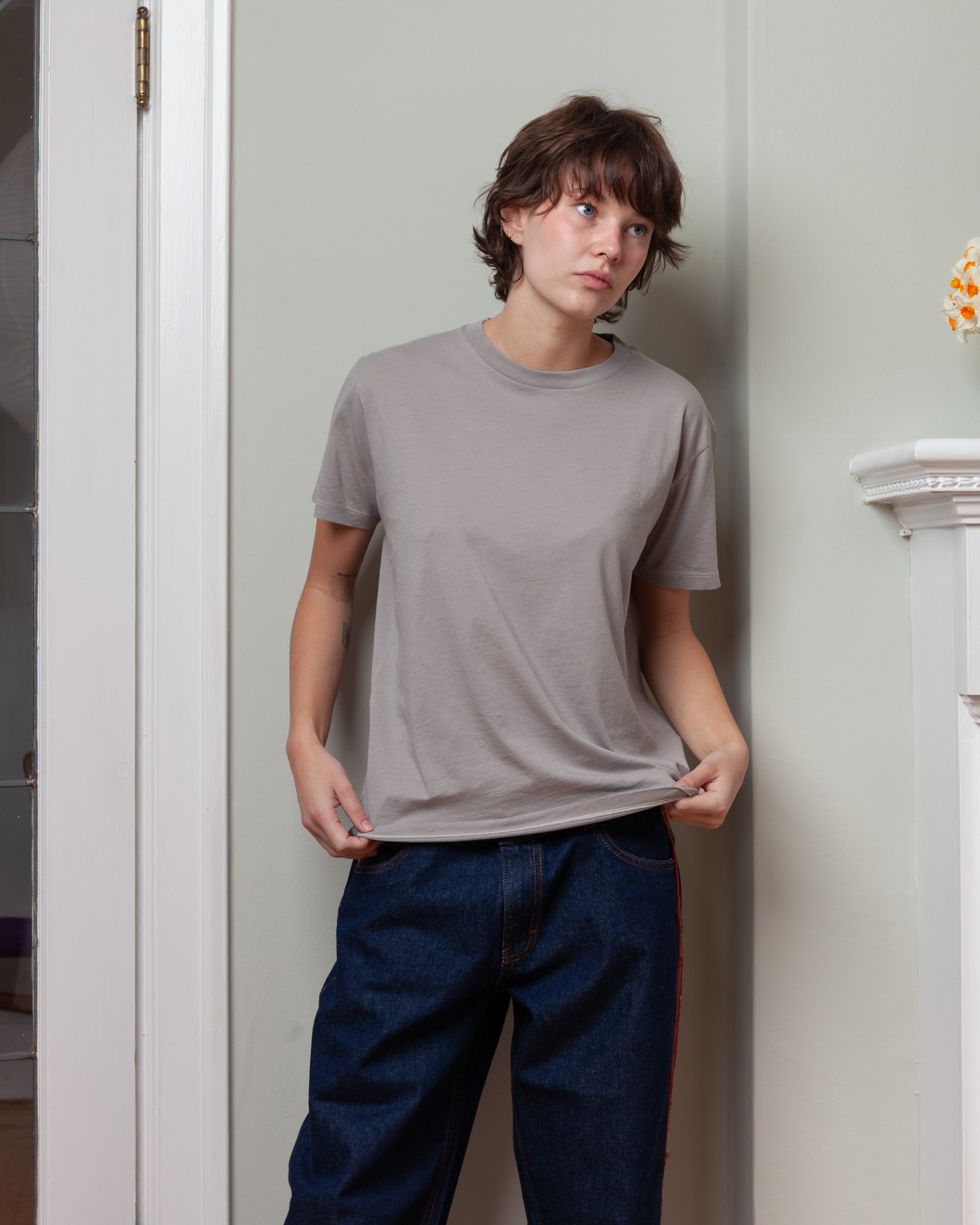 Round Neck S.S. T-Shirt - Gray