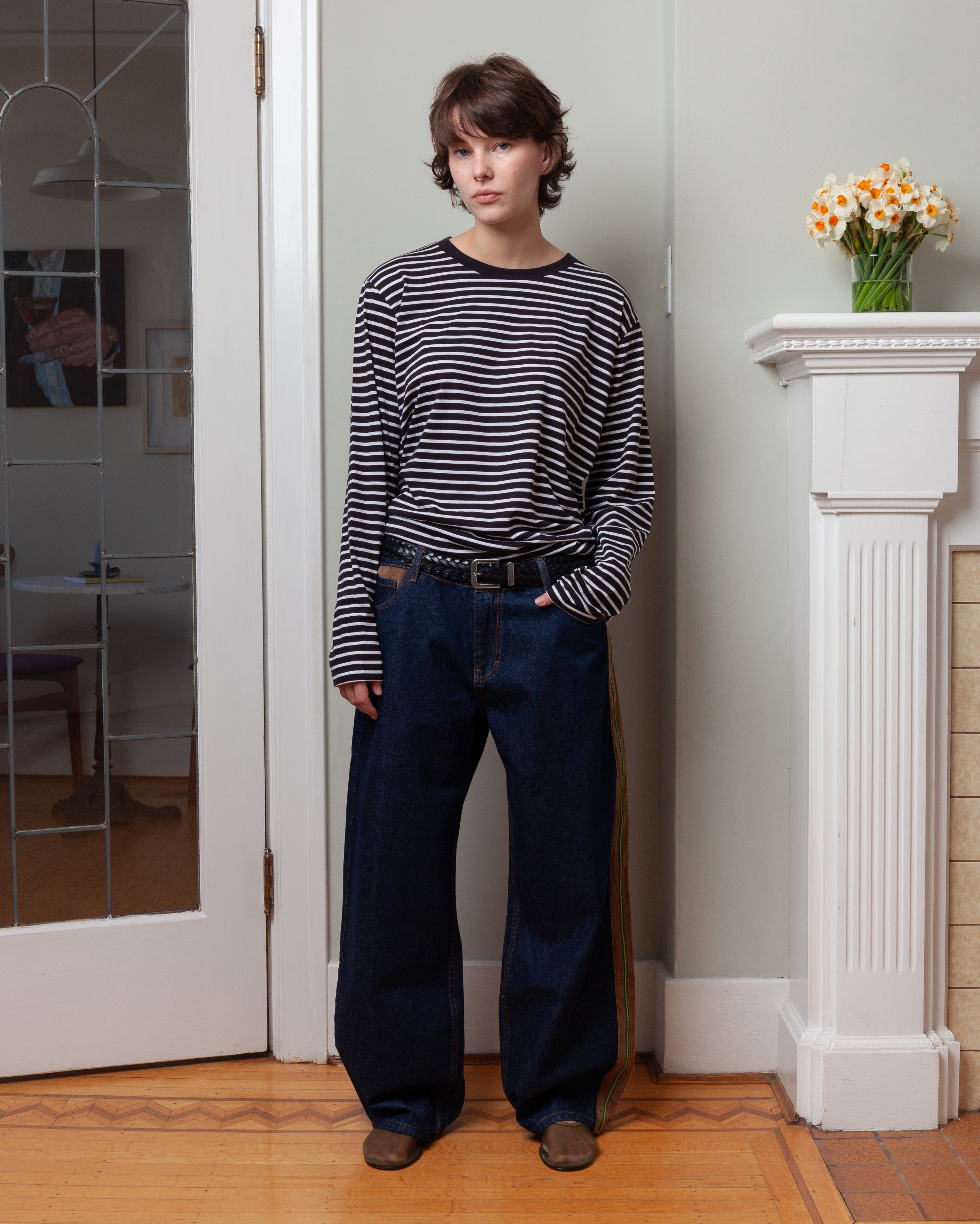 Denim w/Vintage Alpaca Tape - Indigo/Brown