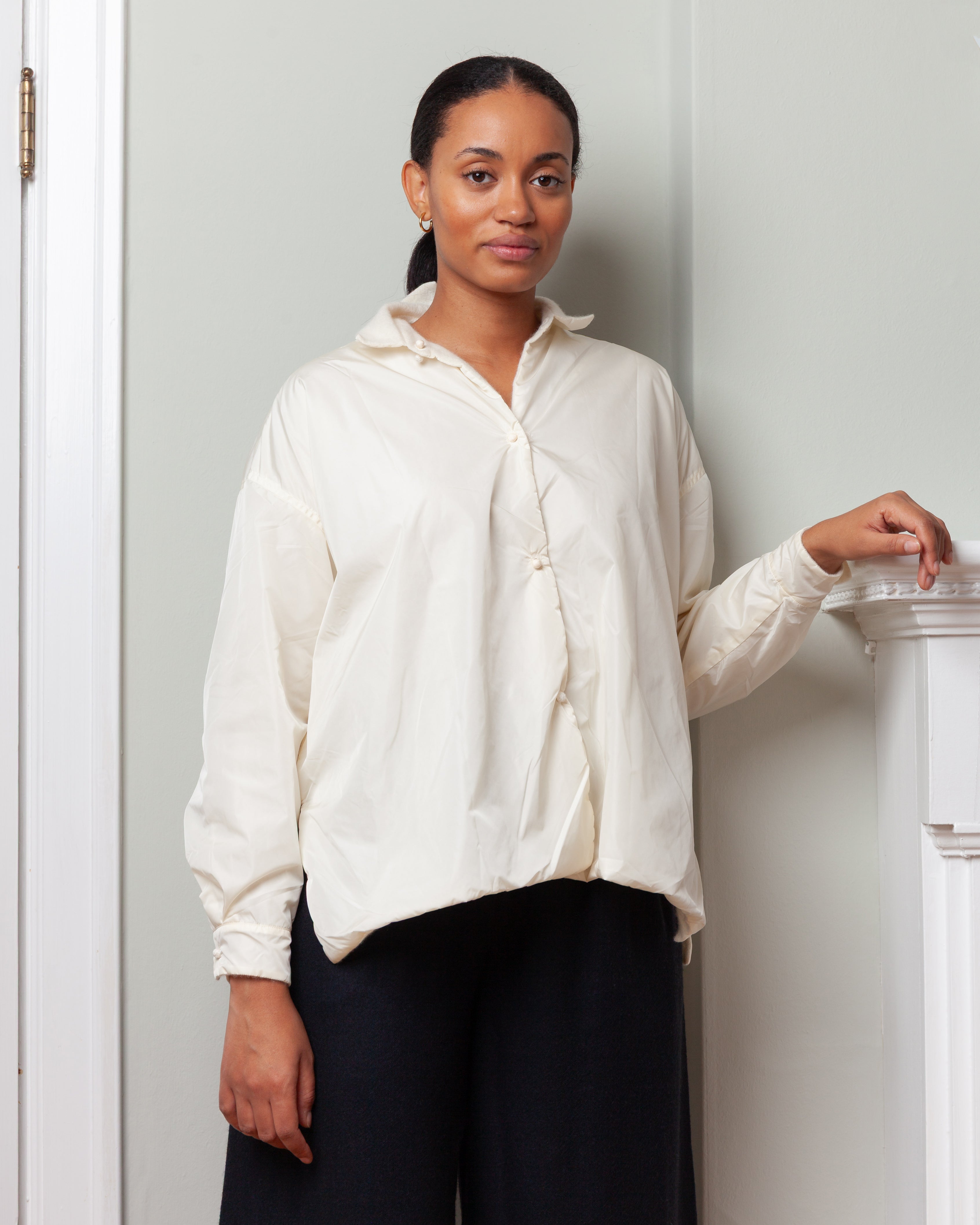 Daniela Gregis-Wide Double Wash Shirt - White Ivory-Shirts-Boboli-Vancouver-Canada