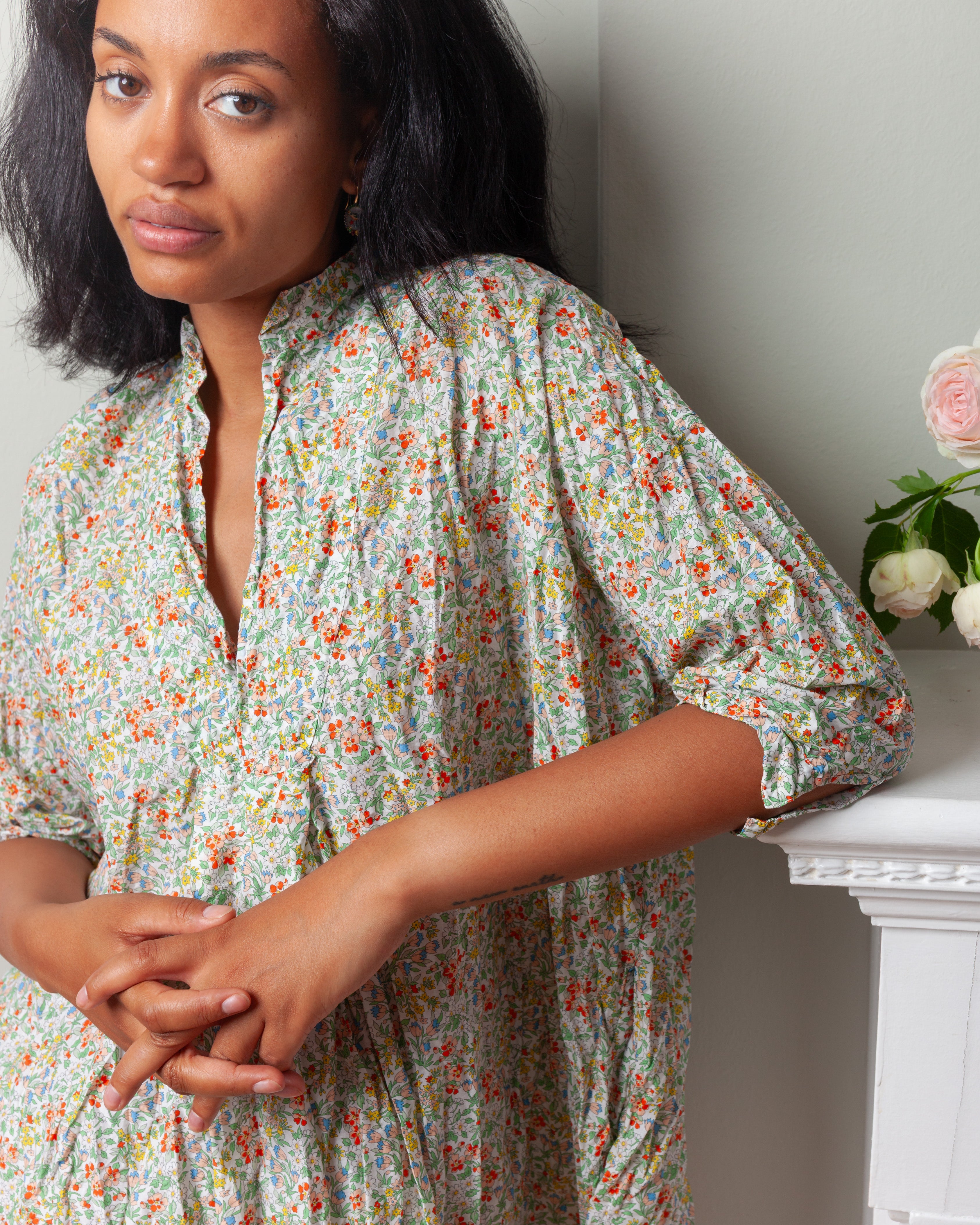 Daniela Gregis-Camicione Shirt Kora Estate Lavato - Small Flowers-Shirts-Boboli-Vancouver-Canada
