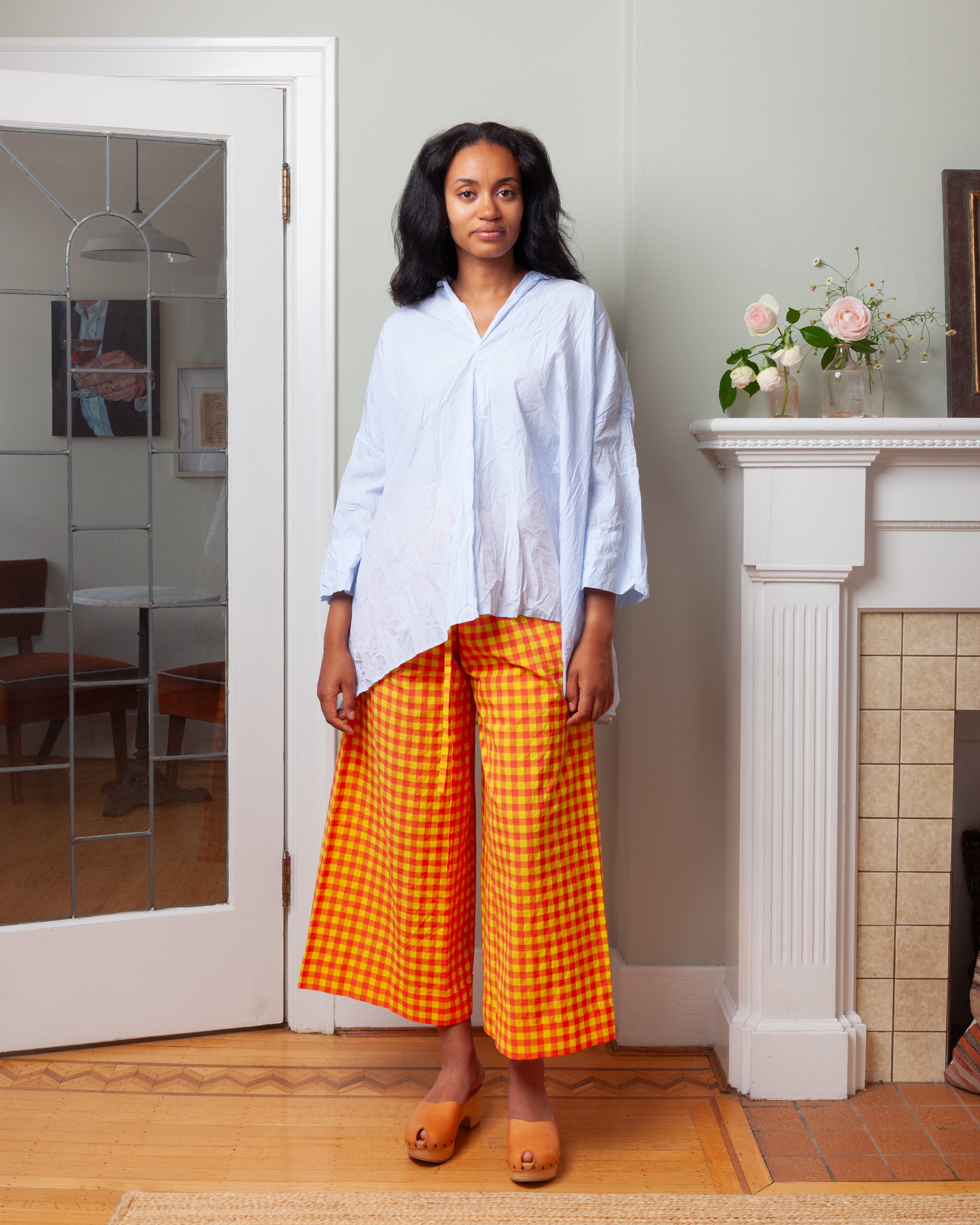 Daniela Gregis-Pantalone Trousers Tognon Tasche 100 - Pink Yellow Check-Pants-Boboli-Vancouver-Canada