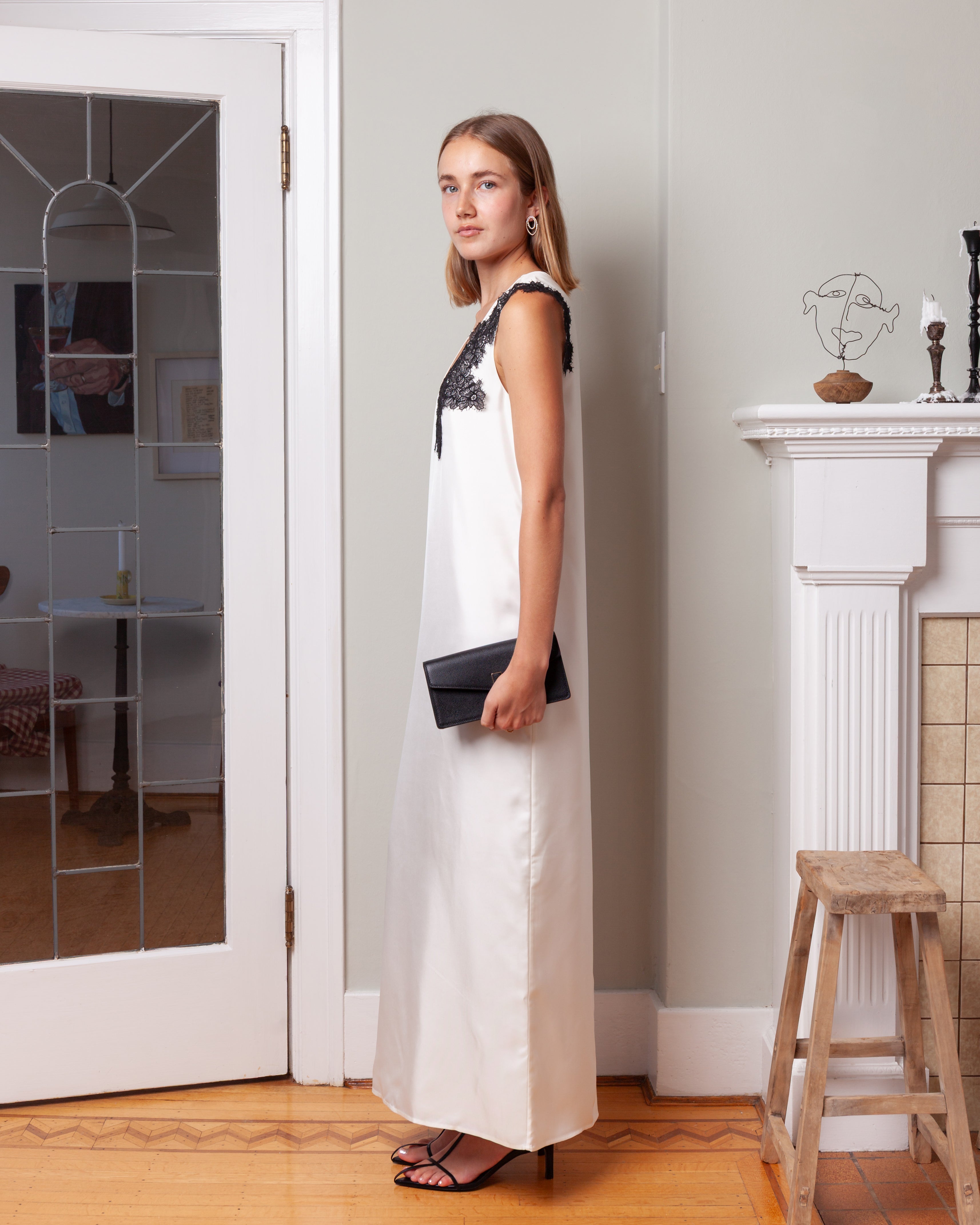 Rohe-Scoop-Neck Silk Lace Dress - Cream-Dresses-Boboli-Vancouver-Canada