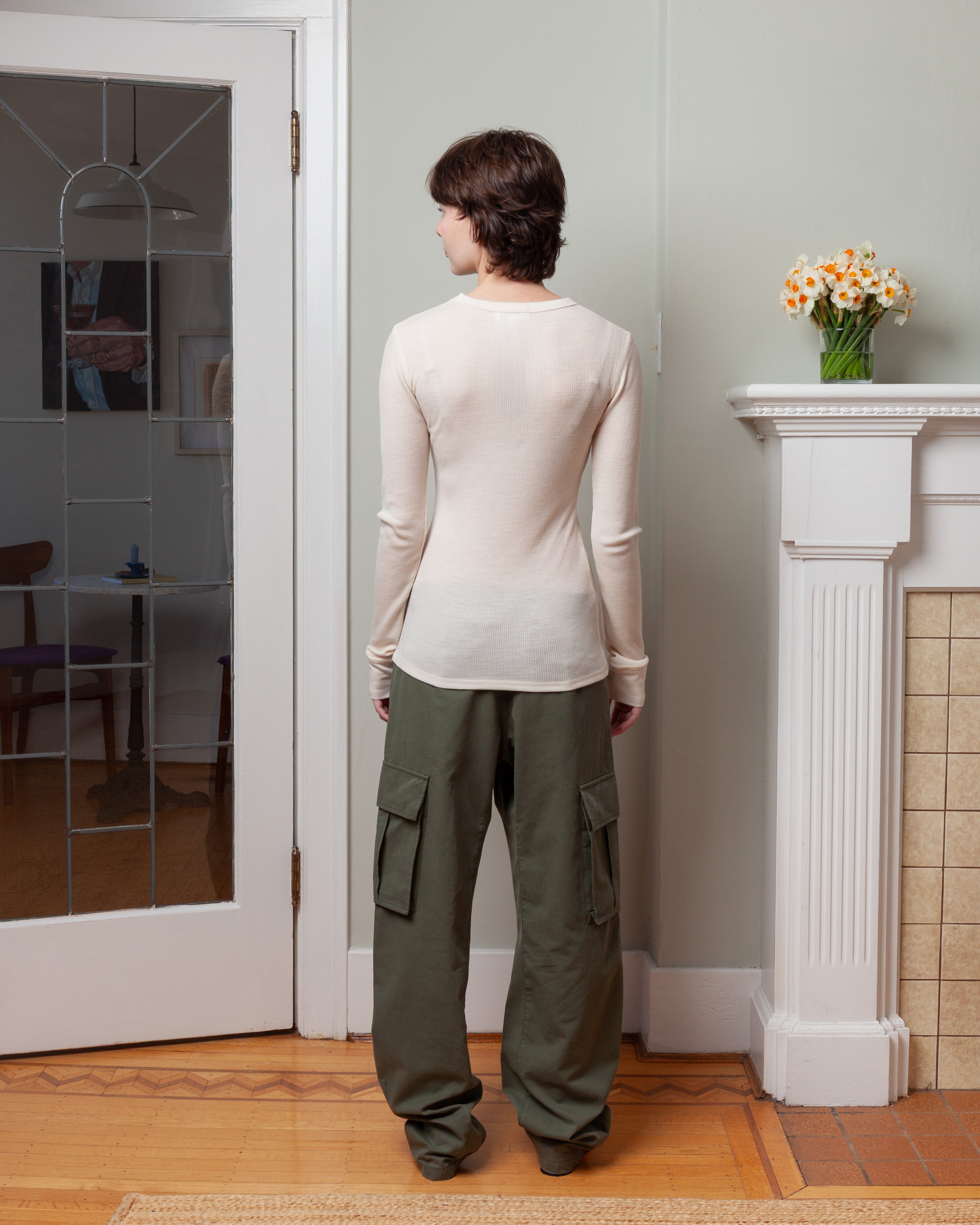 Vis A Vis-Wool Rib Crewneck Tee - Ivory-Shirts-Boboli-Vancouver-Canada