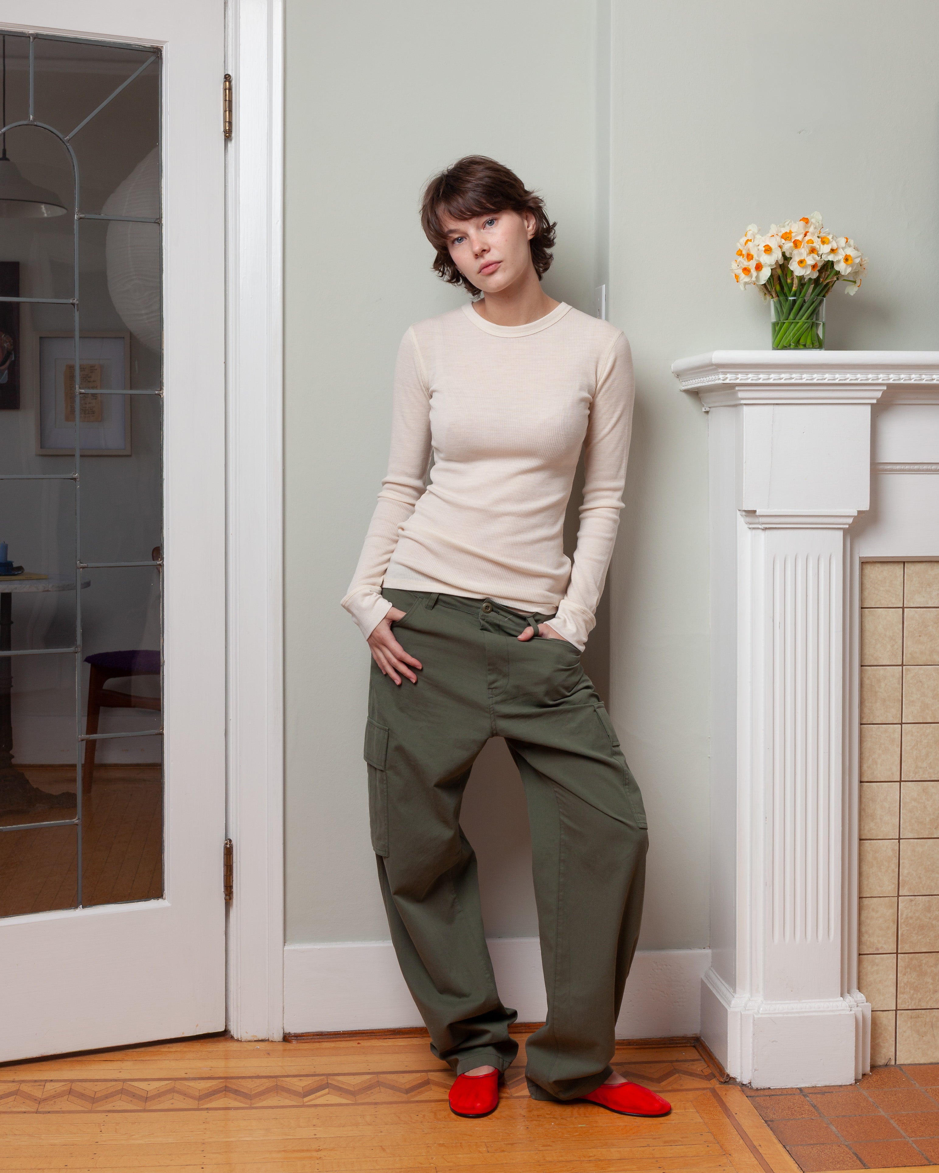 Vis A Vis-Wool Rib Crewneck Tee - Ivory-Shirts-Boboli-Vancouver-Canada
