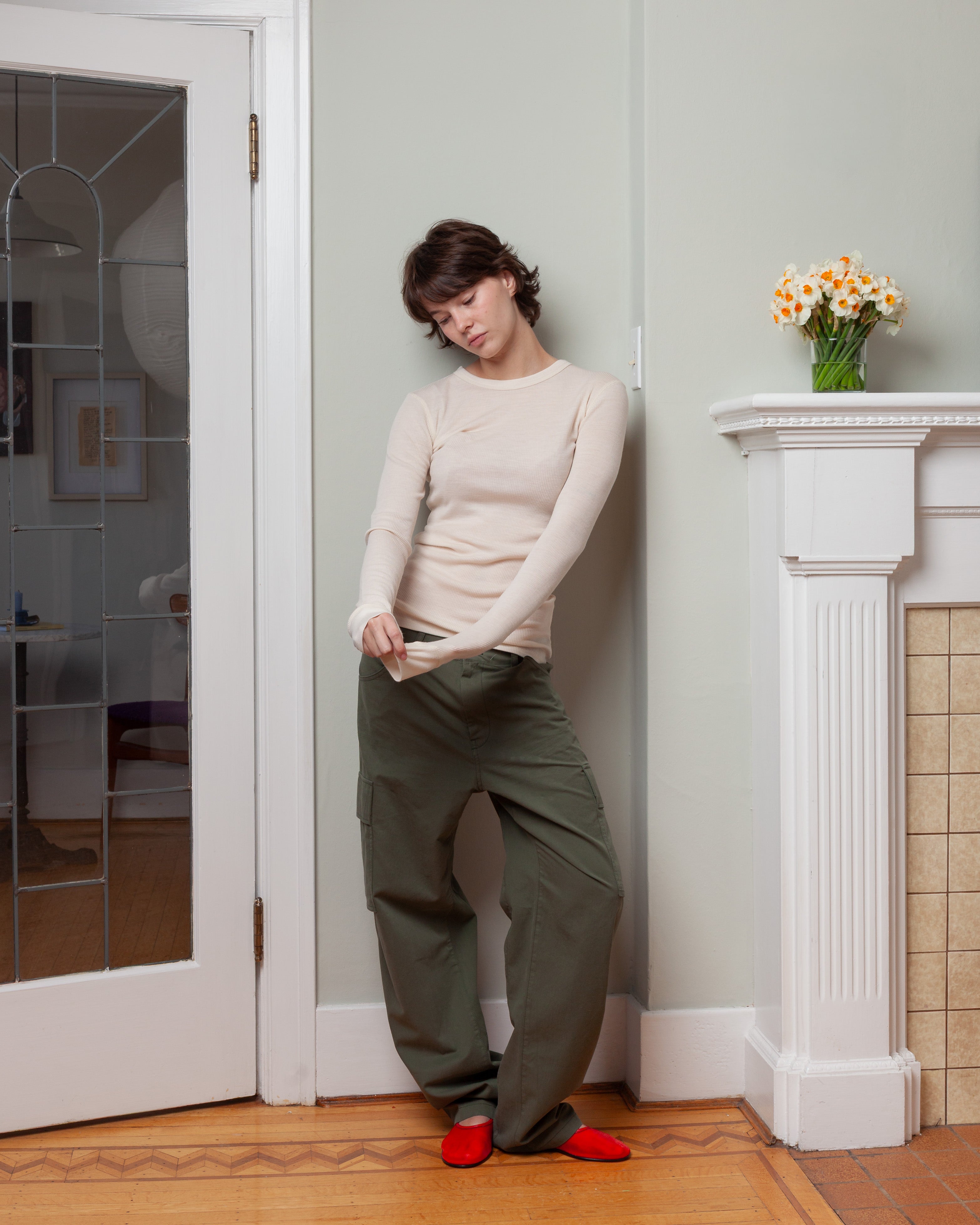 Vis A Vis-Wool Rib Crewneck Tee - Ivory-Shirts-Boboli-Vancouver-Canada