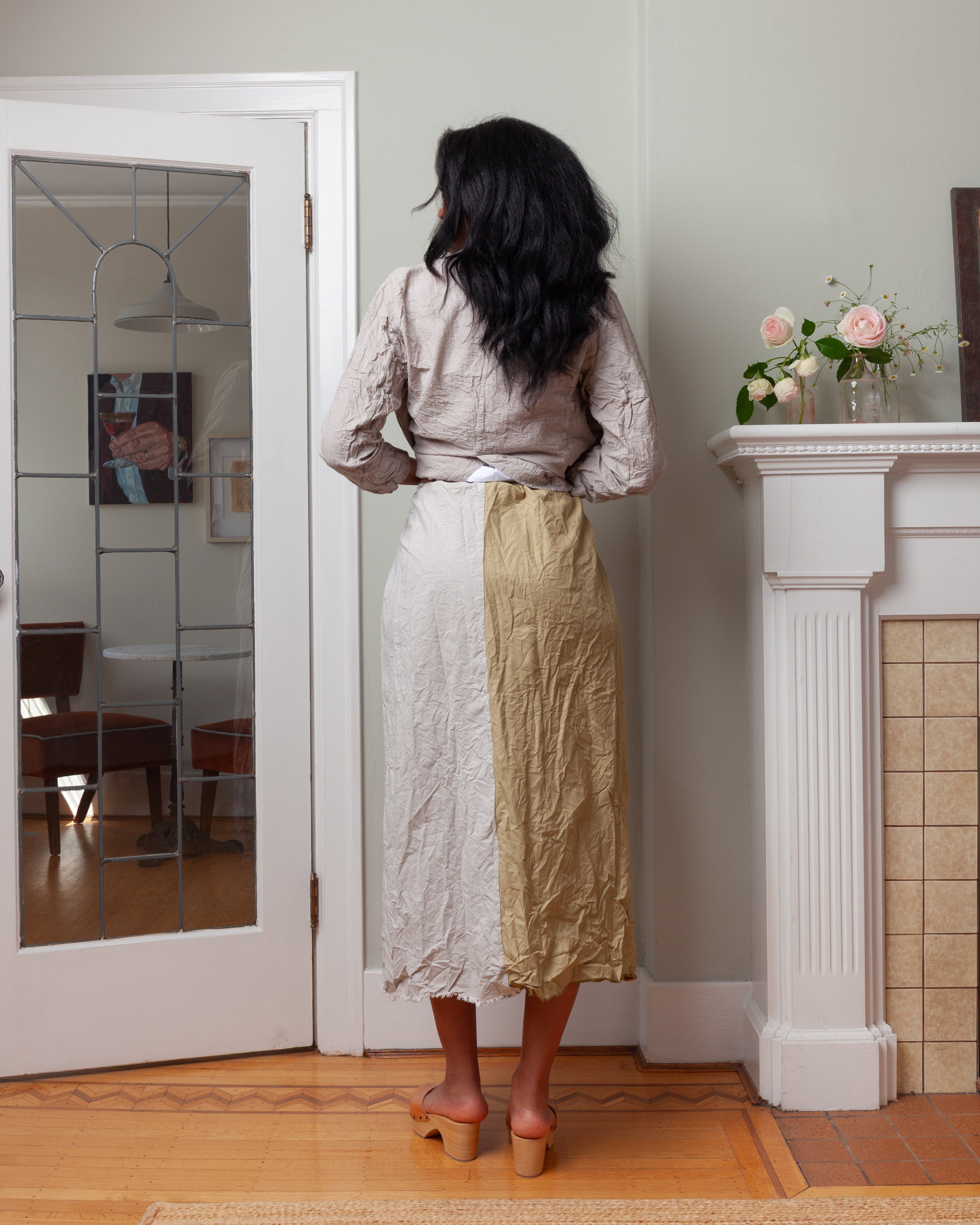 Daniela Gregis-Gonna Skirt Coulisse Riga Verticale Lavata - Natural-Skirts-Boboli-Vancouver-Canada
