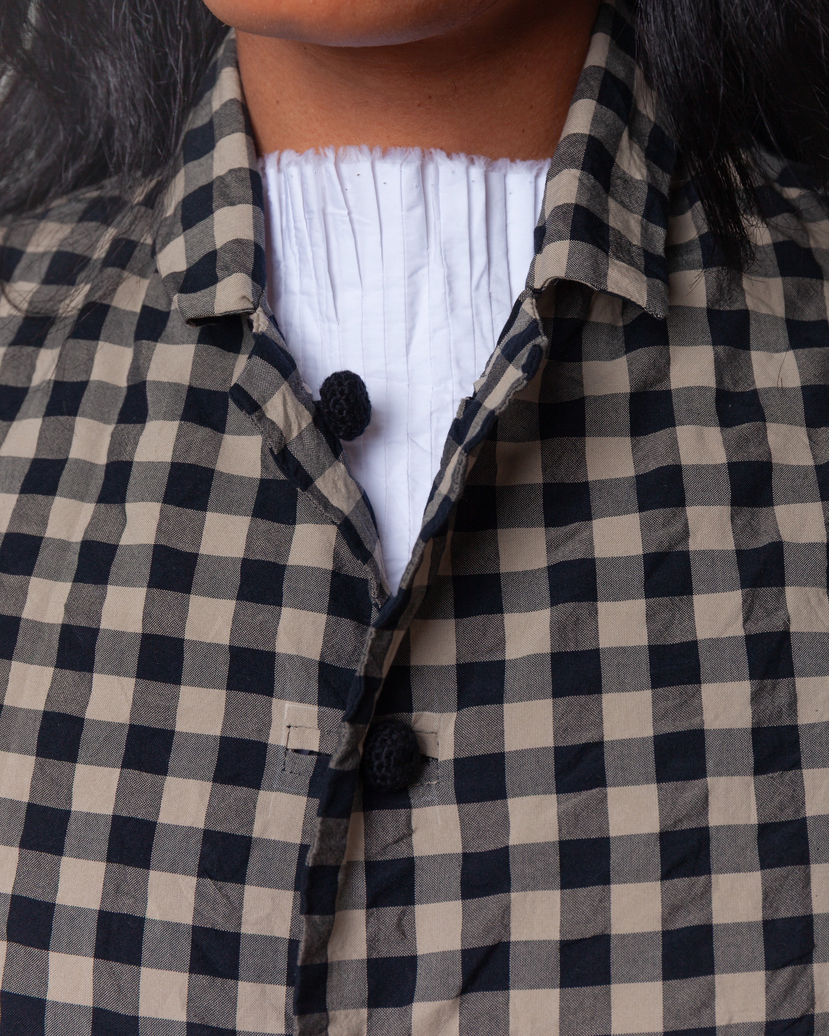 Daniela Gregis-Giacca Jacket Cavallo Donna Bianco Lavata - Black Natural Check-Jackets-Boboli-Vancouver-Canada