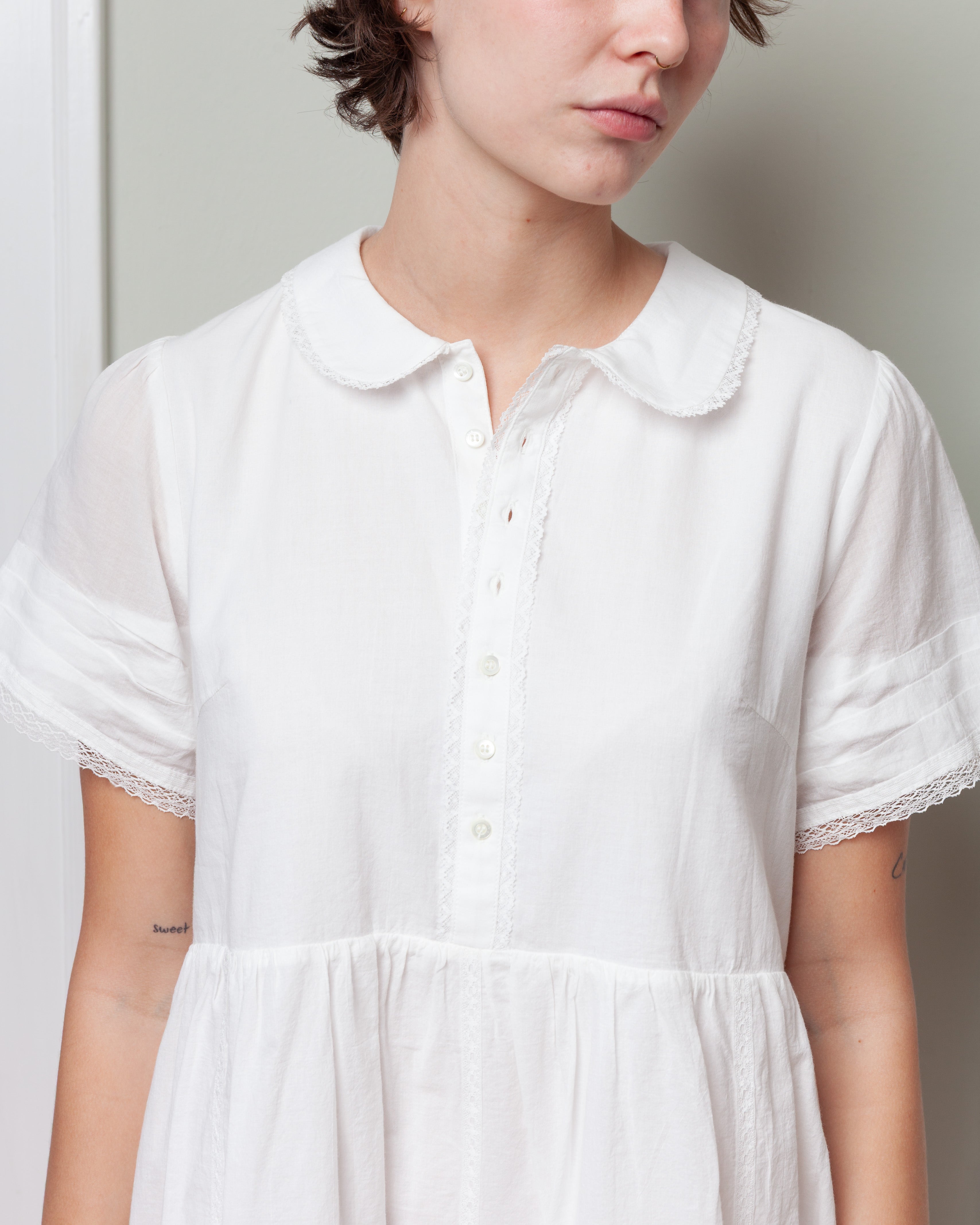 Vis A Vis-Peter Pan Collar Dress - White-Dresses-Boboli-Vancouver-Canada
