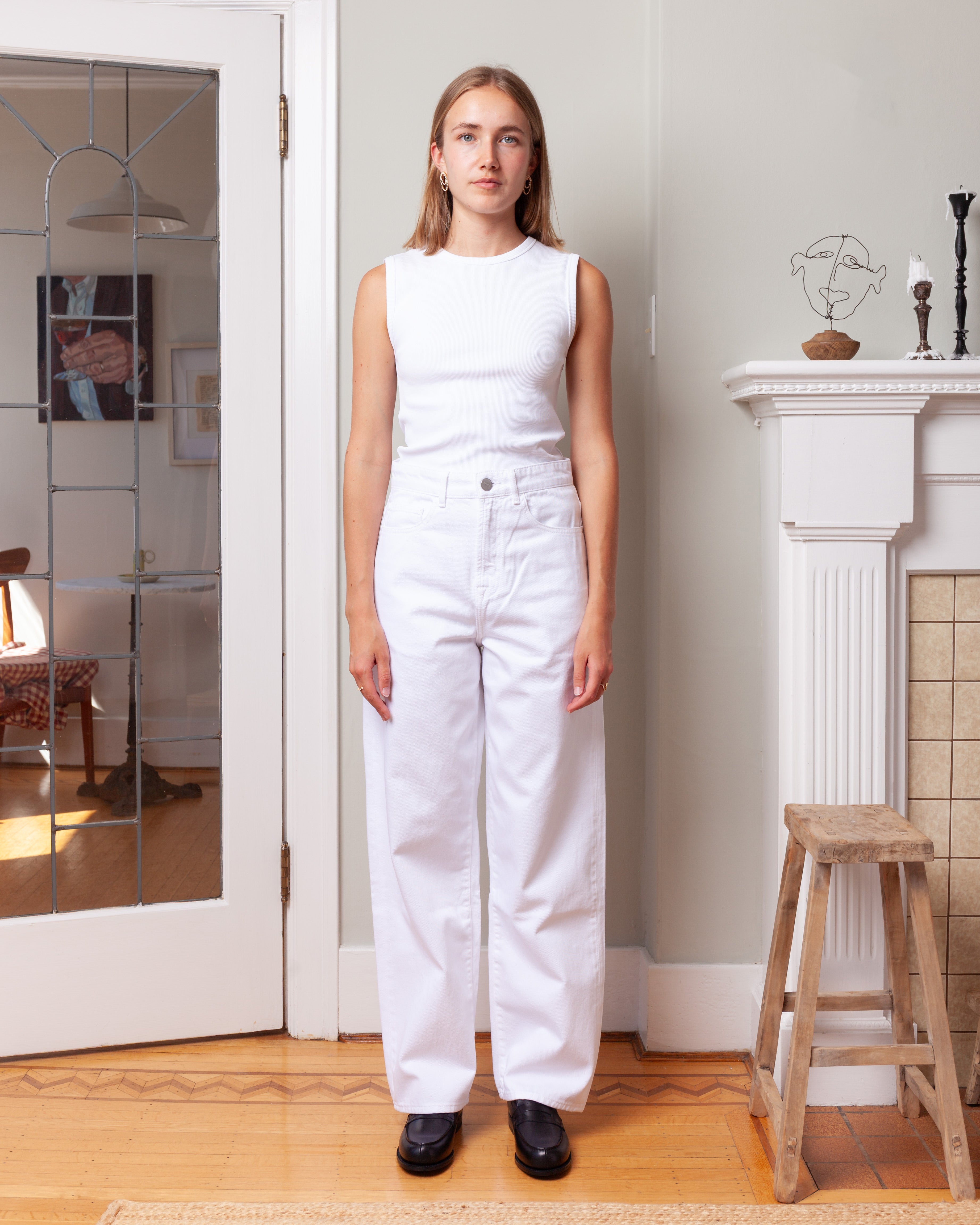 Rohe-Signature Baggy Fit Denim - Optic White-Pants-Boboli-Vancouver-Canada