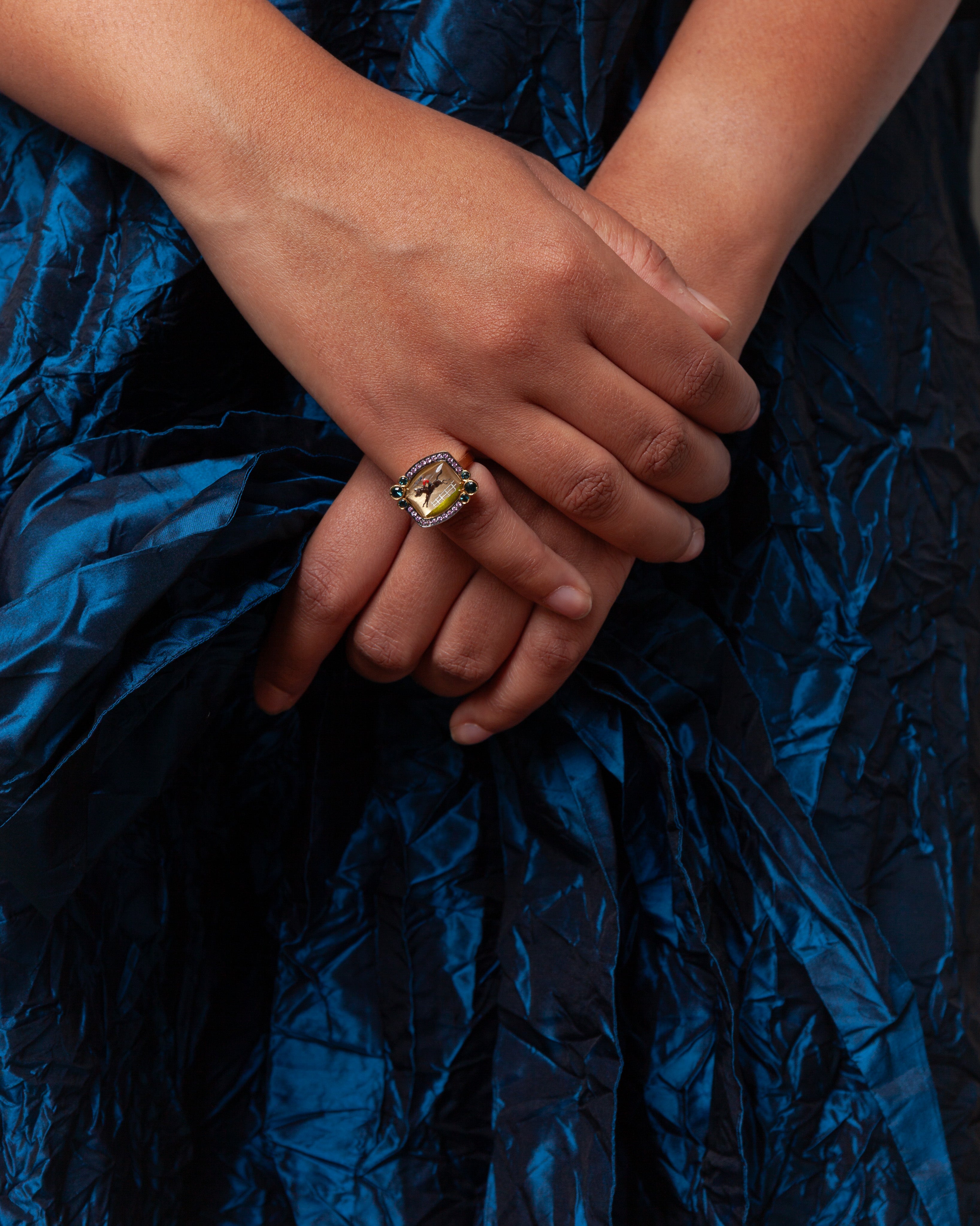 Daniela Gregis-Wedge Collar Dress - Blue-Dresses-Boboli-Vancouver-Canada