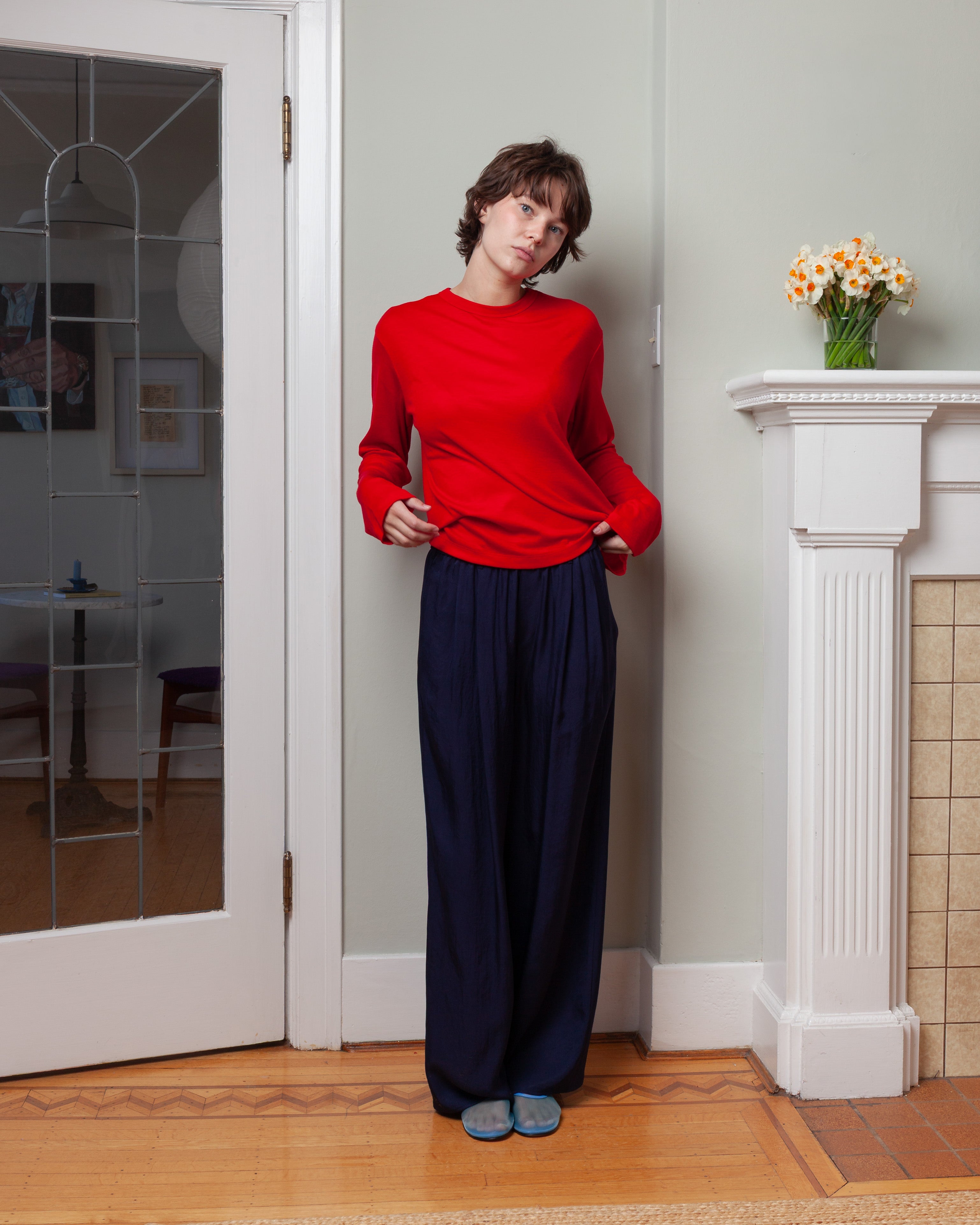 Vis A Vis-Super 120's L.S. Top - Red-Tops-Boboli-Vancouver-Canada