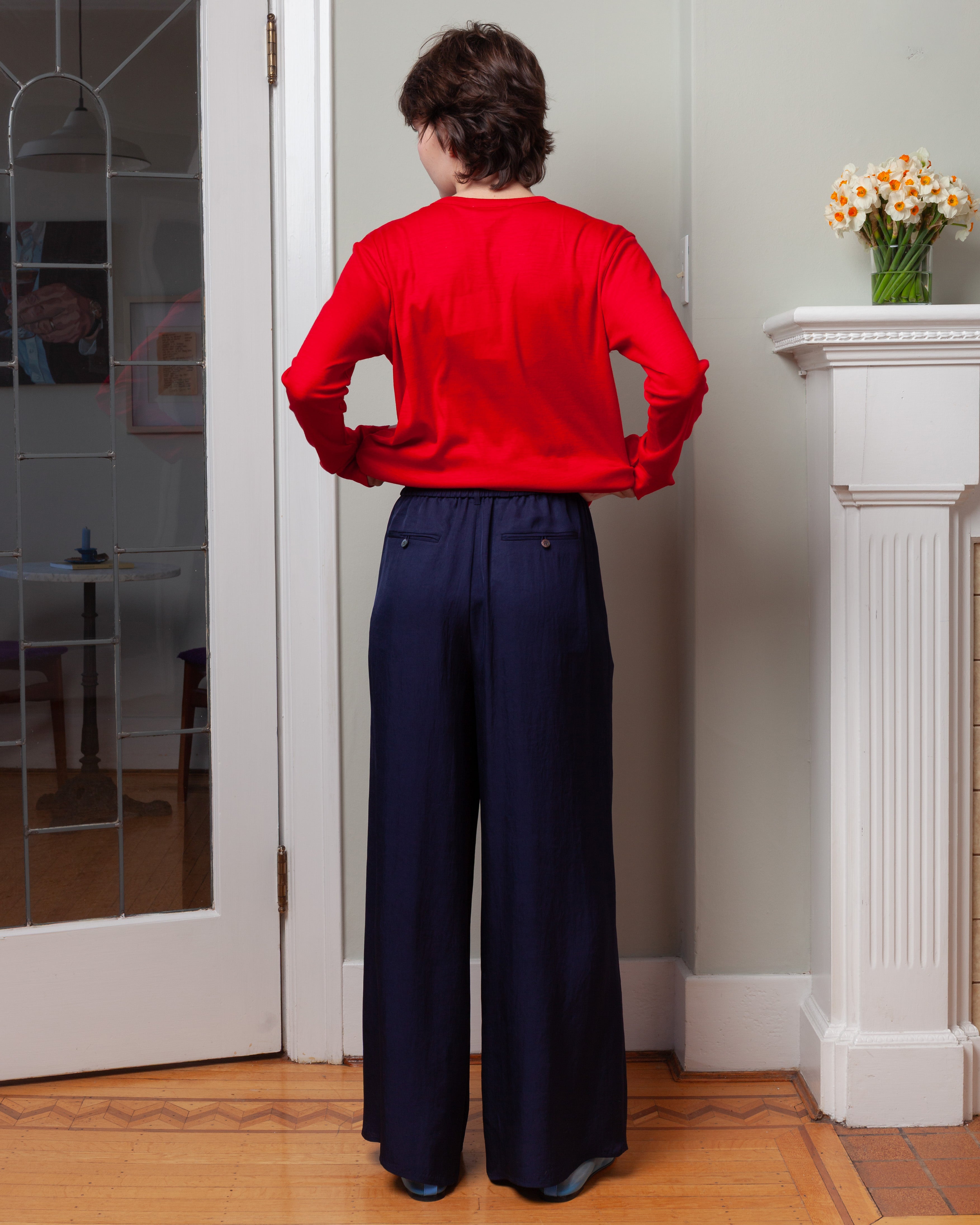 Vis A Vis-Lightweight Bright Twill Dressy Pants - Navy-Pants-Boboli-Vancouver-Canada