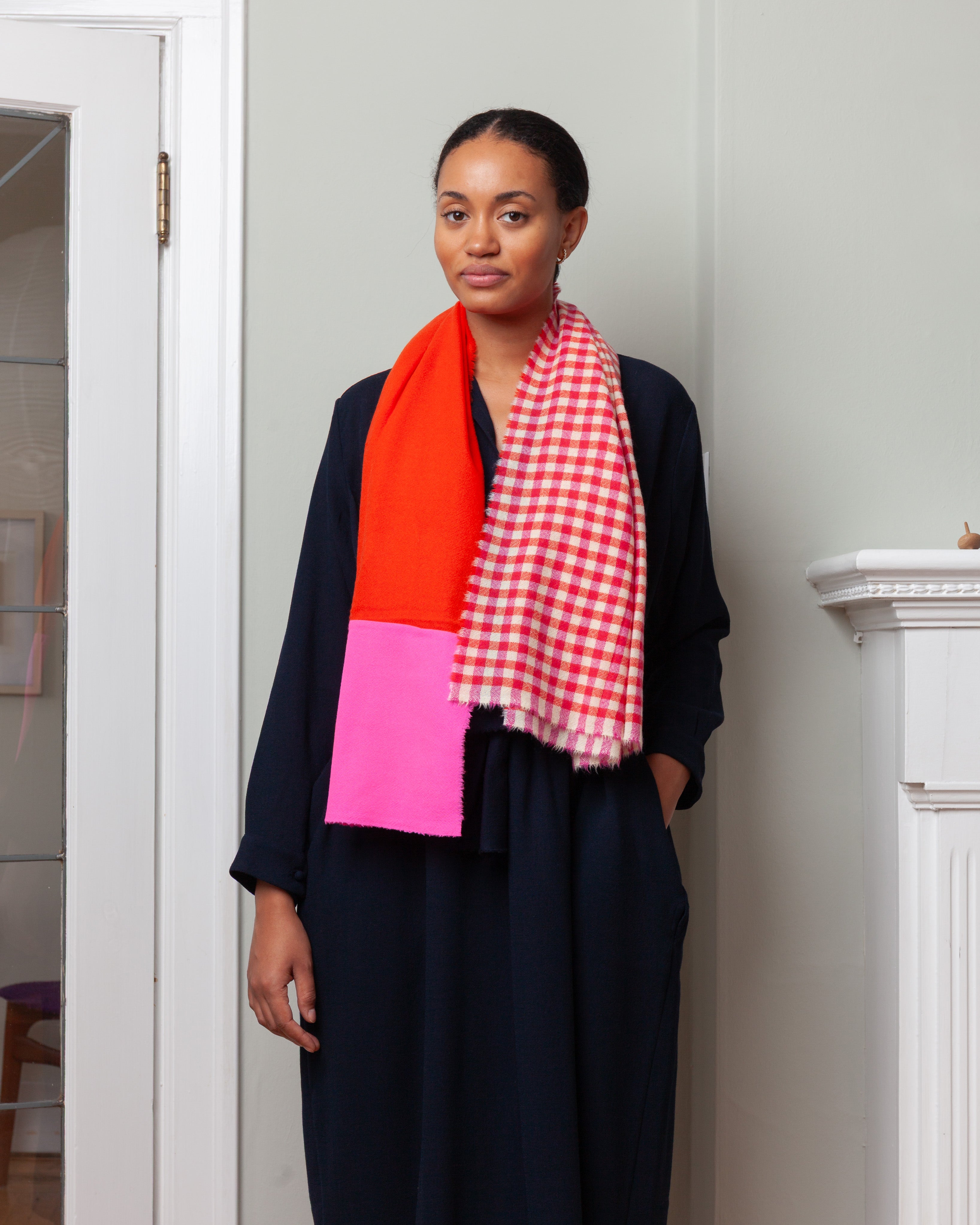 Daniela Gregis-Half Shawl - White/Pink-Tops-Boboli-Vancouver-Canada